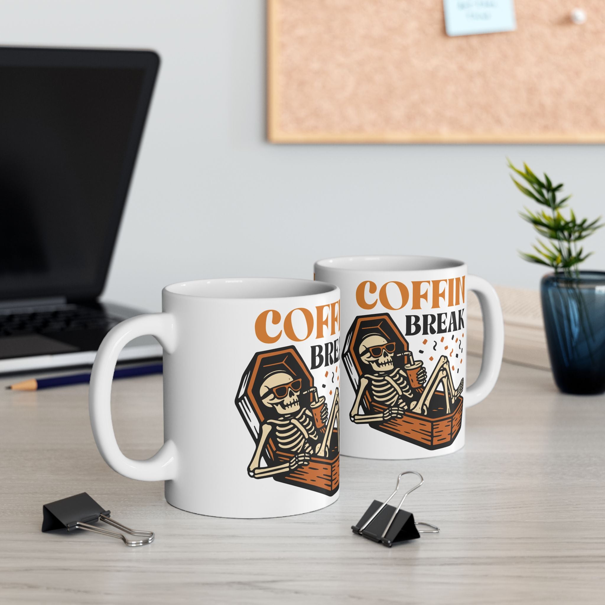 Spooky Skeleton Coffee Mug - Coffin Break Design