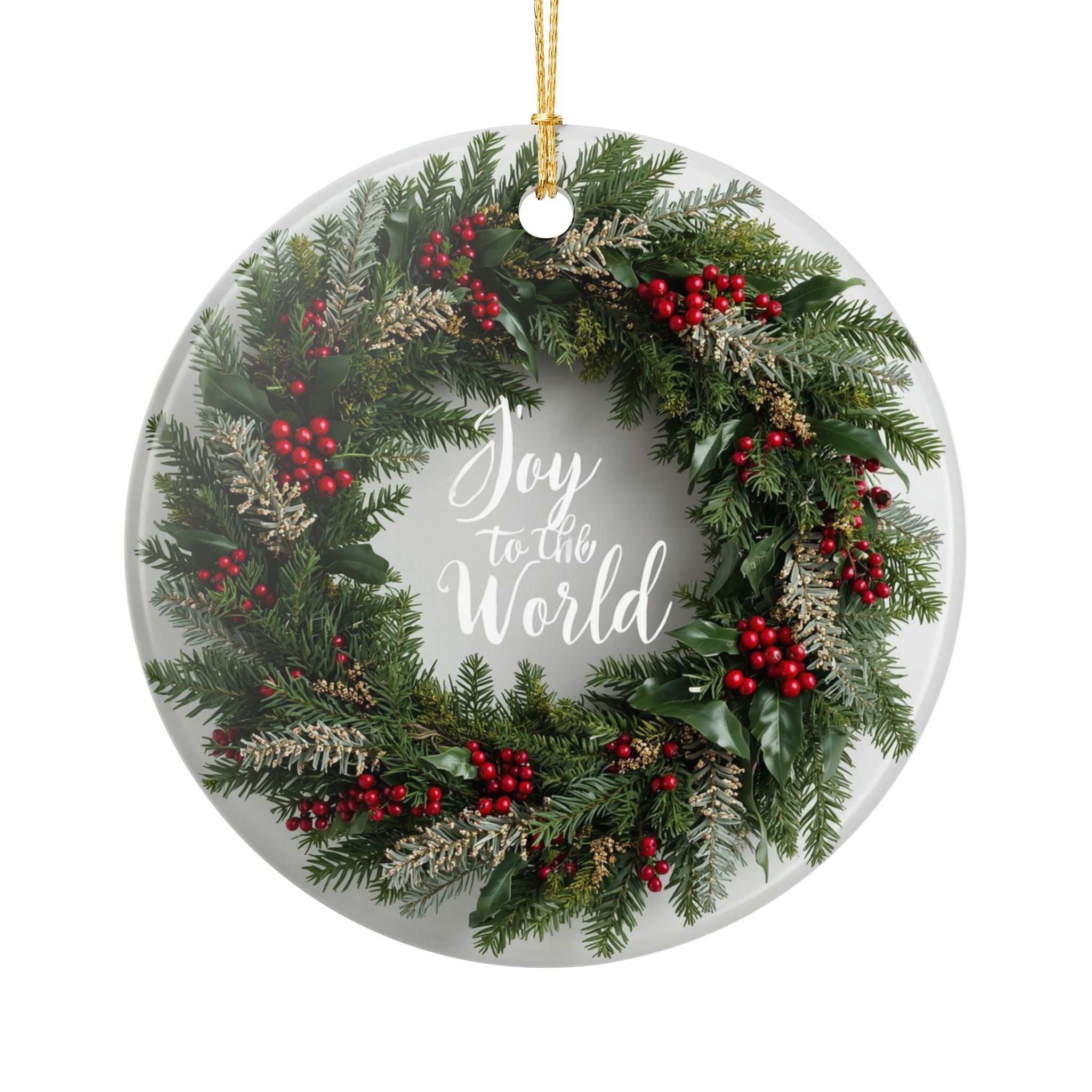 Joy to the World Holiday Wreath Ornament