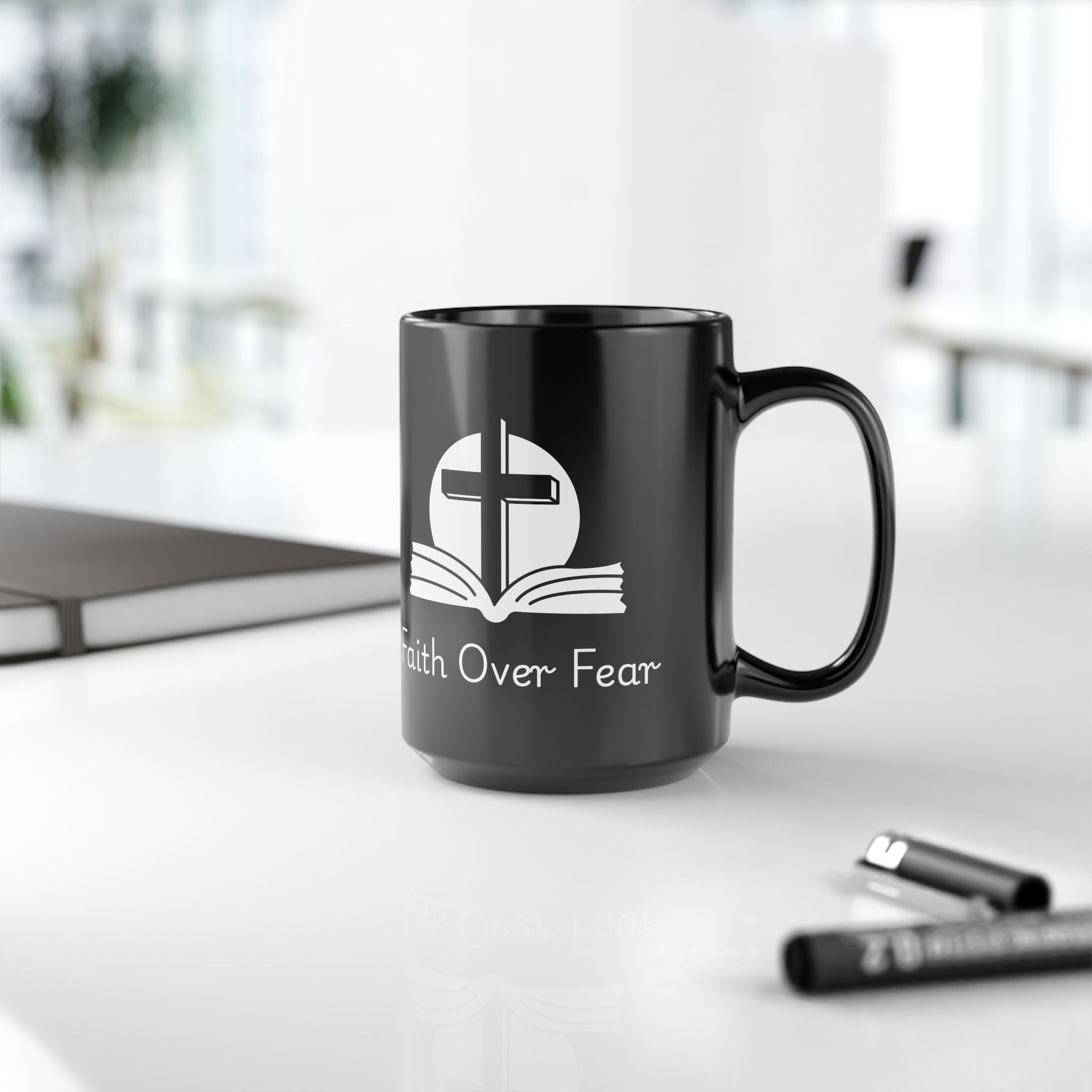 Faith Over Fear – Christian Black Coffee Mug