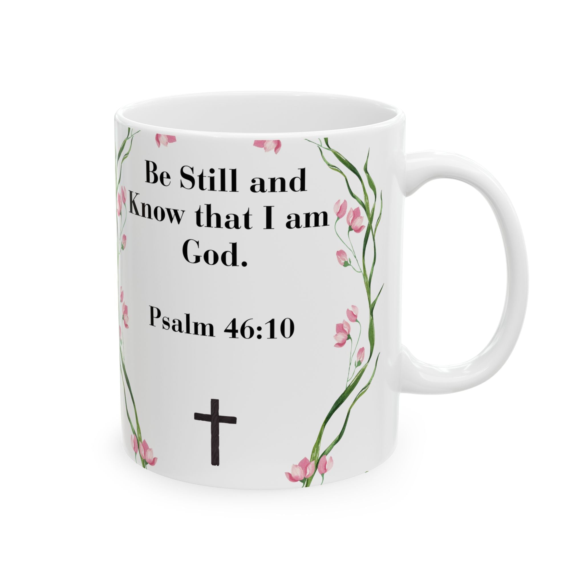 Be Still & Know Floral Ceramic Mug - 15oz Premium Christian Gift