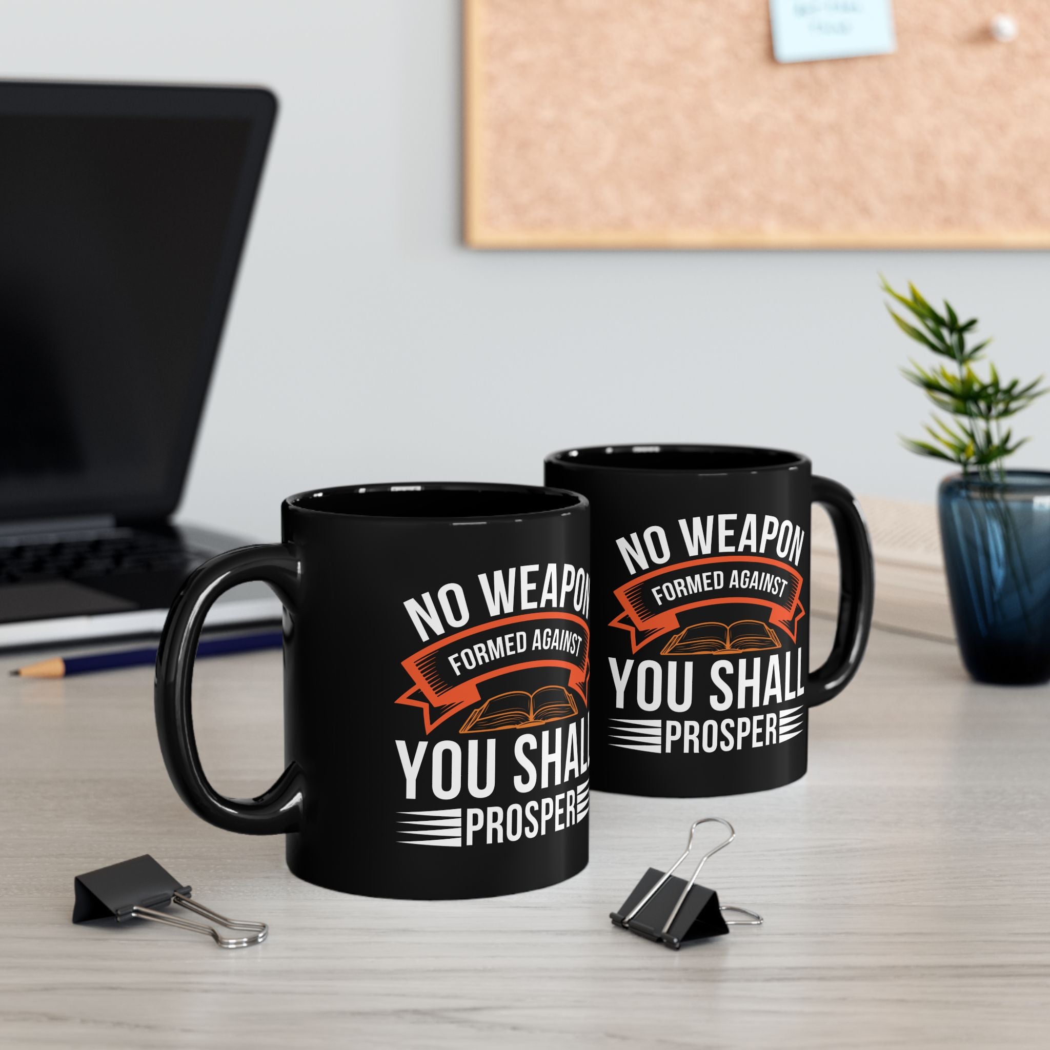 No Weapon Formed Against You Shall Prosper | Faith vs Fear Black Ceramic Mug