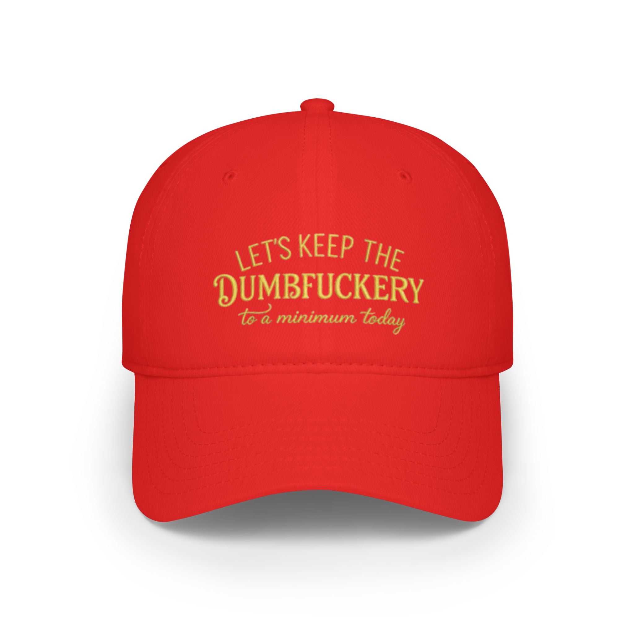 Humorous Low Profile Baseball Cap - "Let's Keep the Dumbfuckery to a Minimum Today"