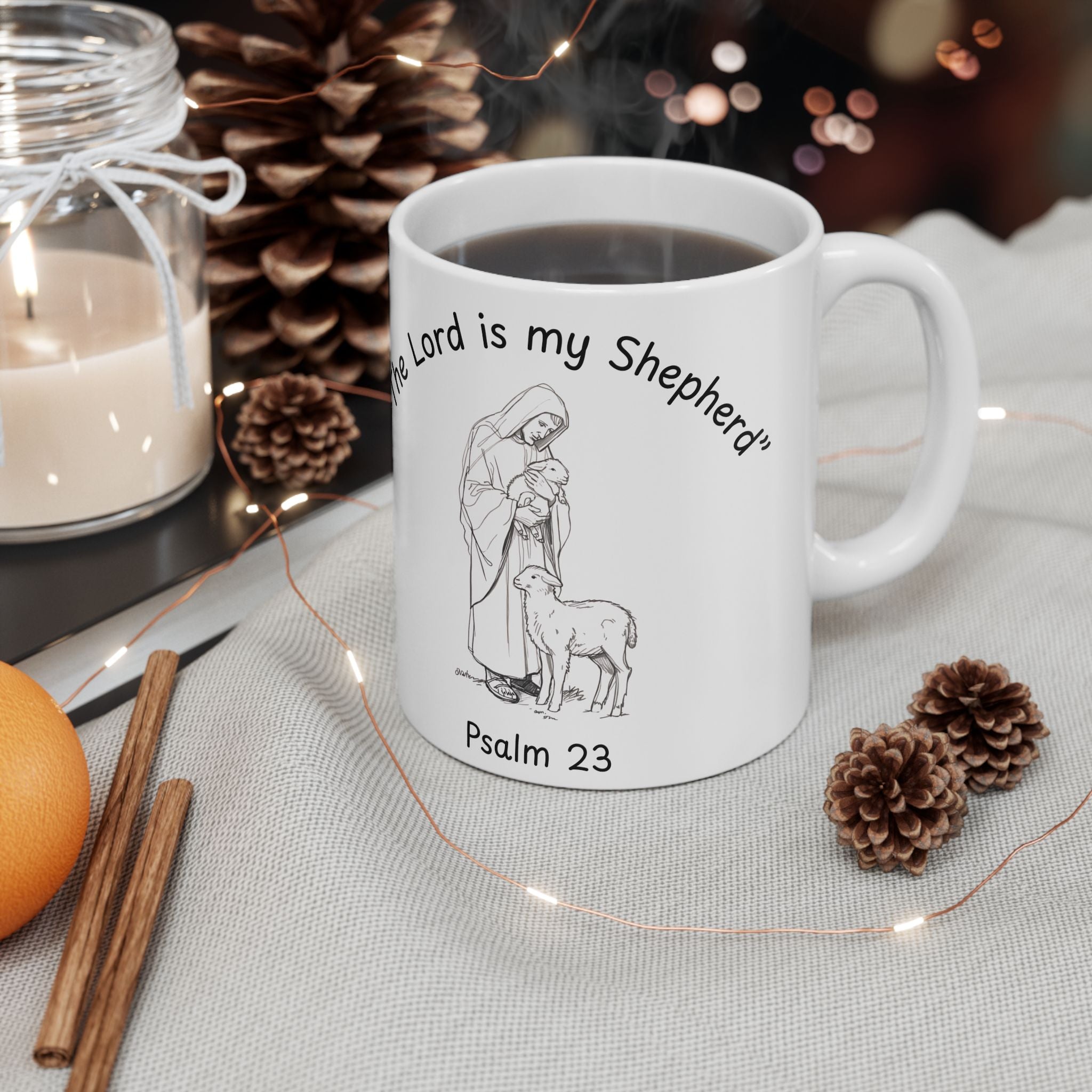 The Lord Is My Shepherd – Psalm 23 Christian Coffee Mug.