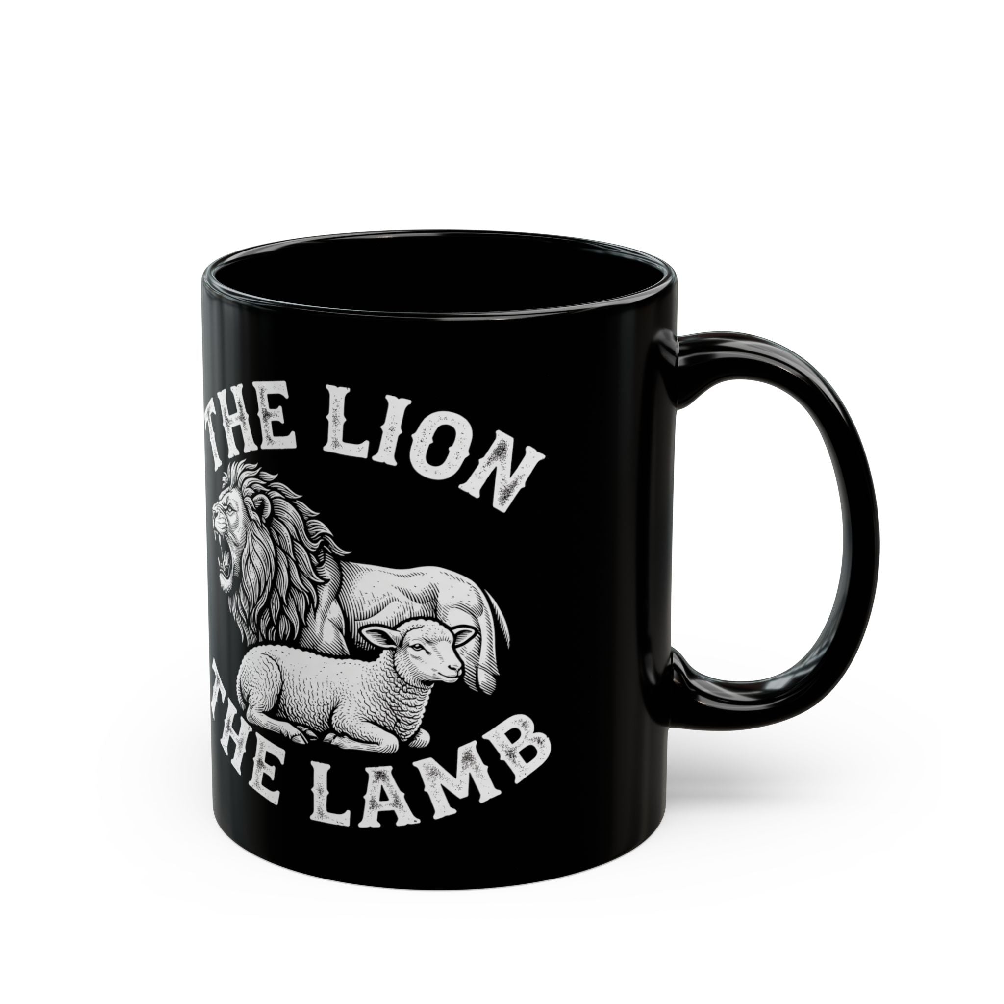 The Lion & The Lamb Black Mug — Christian Faith Coffee Mug | Zero FG