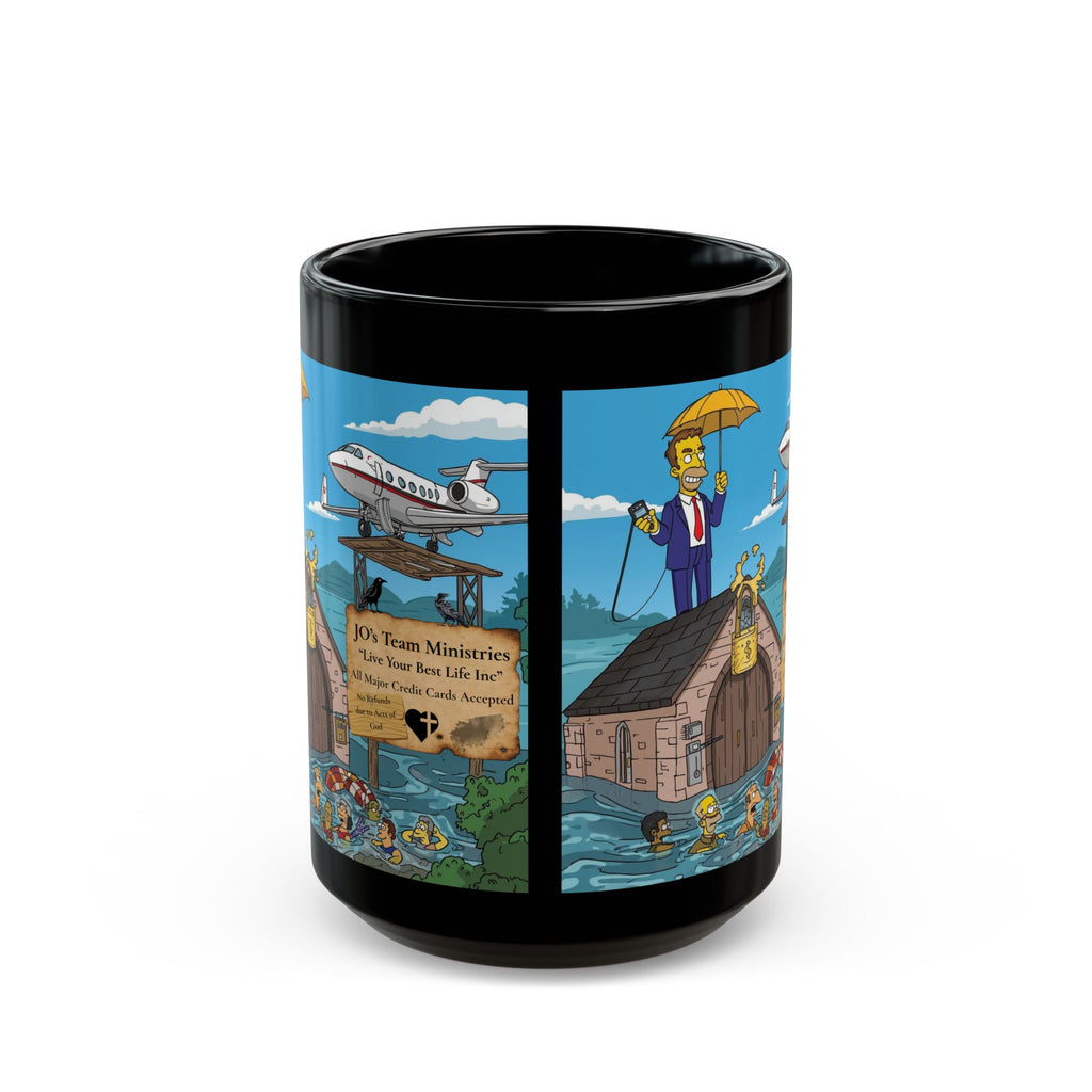 Prosperity Gospel Survival Mug – “NO Refunds Due to Acts of God” Satire Cup | JO’s Team Ministries Parody