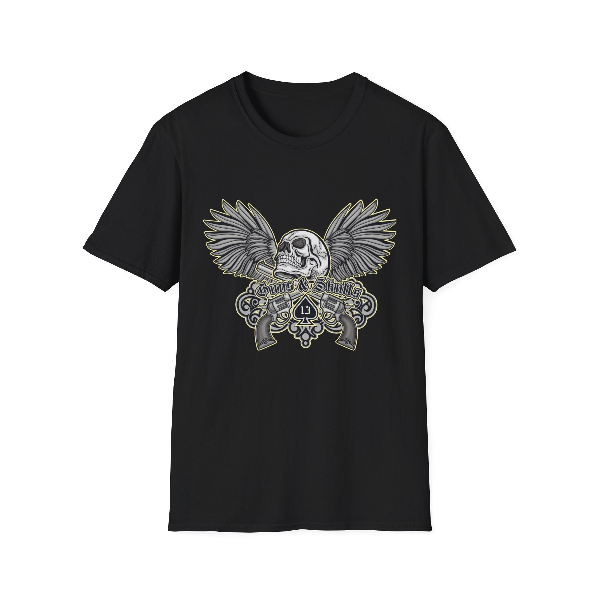 Edgy Skull Wings T-Shirt, Unisex Graphic Tee for Music Lovers, Casual Wear, Gift for Halloween, Vintage Style Shirt
