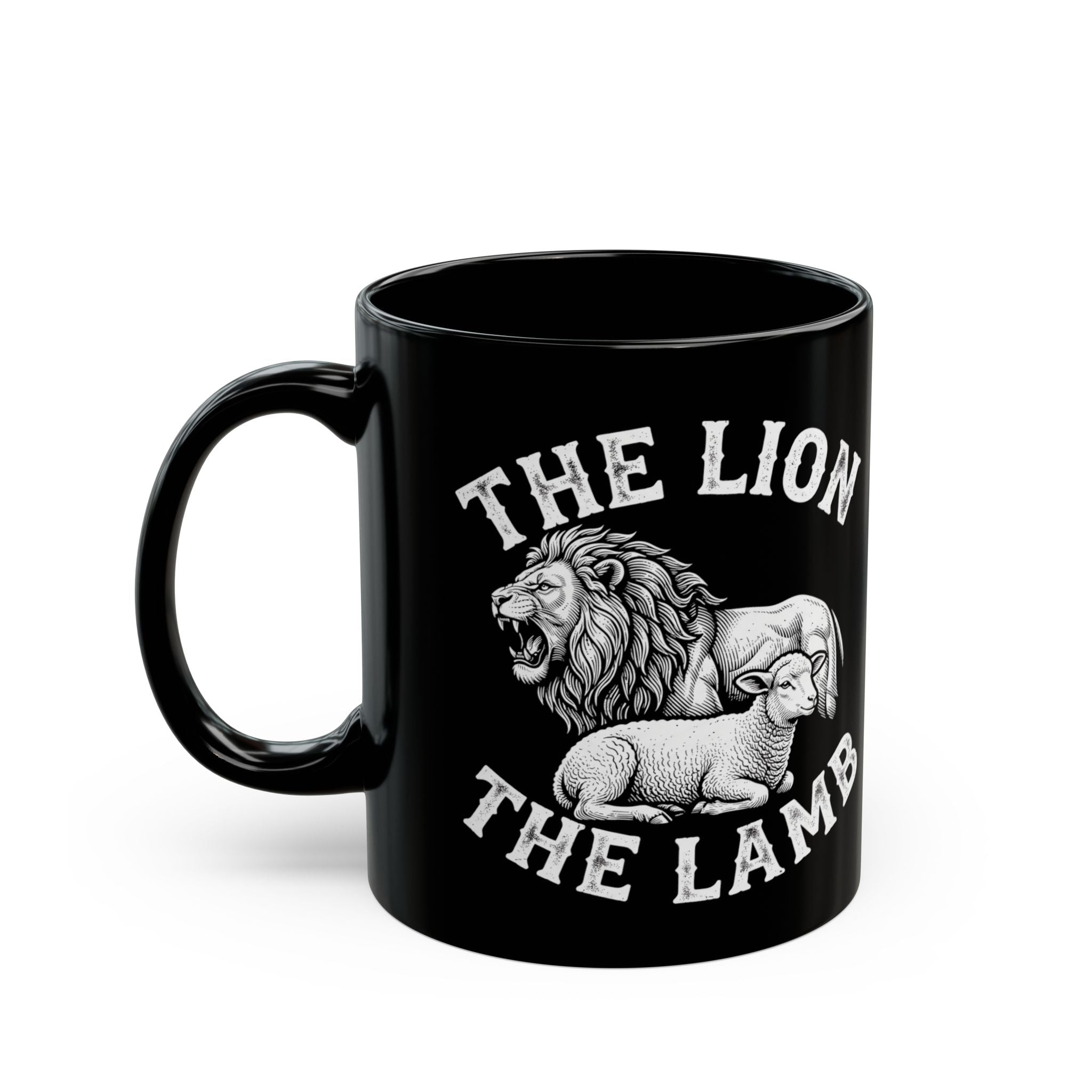 The Lion & The Lamb Black Mug — Christian Faith Coffee Mug | Zero FG