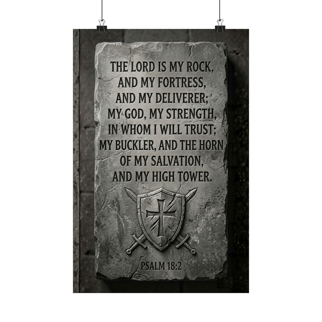 Psalm 18:2 'The Rock' Ancient Stone Tablet Poster