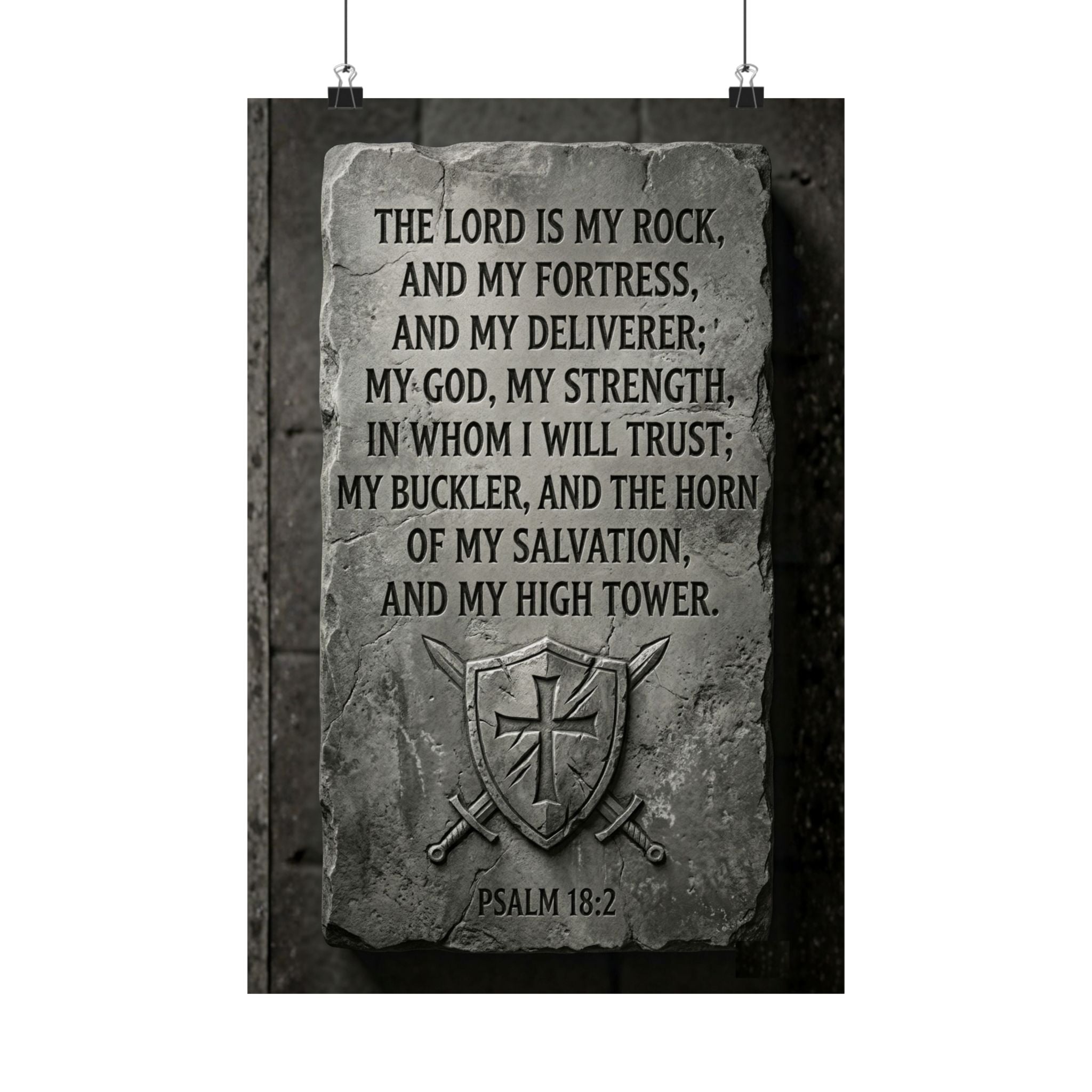 Psalm 18:2 'The Rock' Ancient Stone Tablet Poster