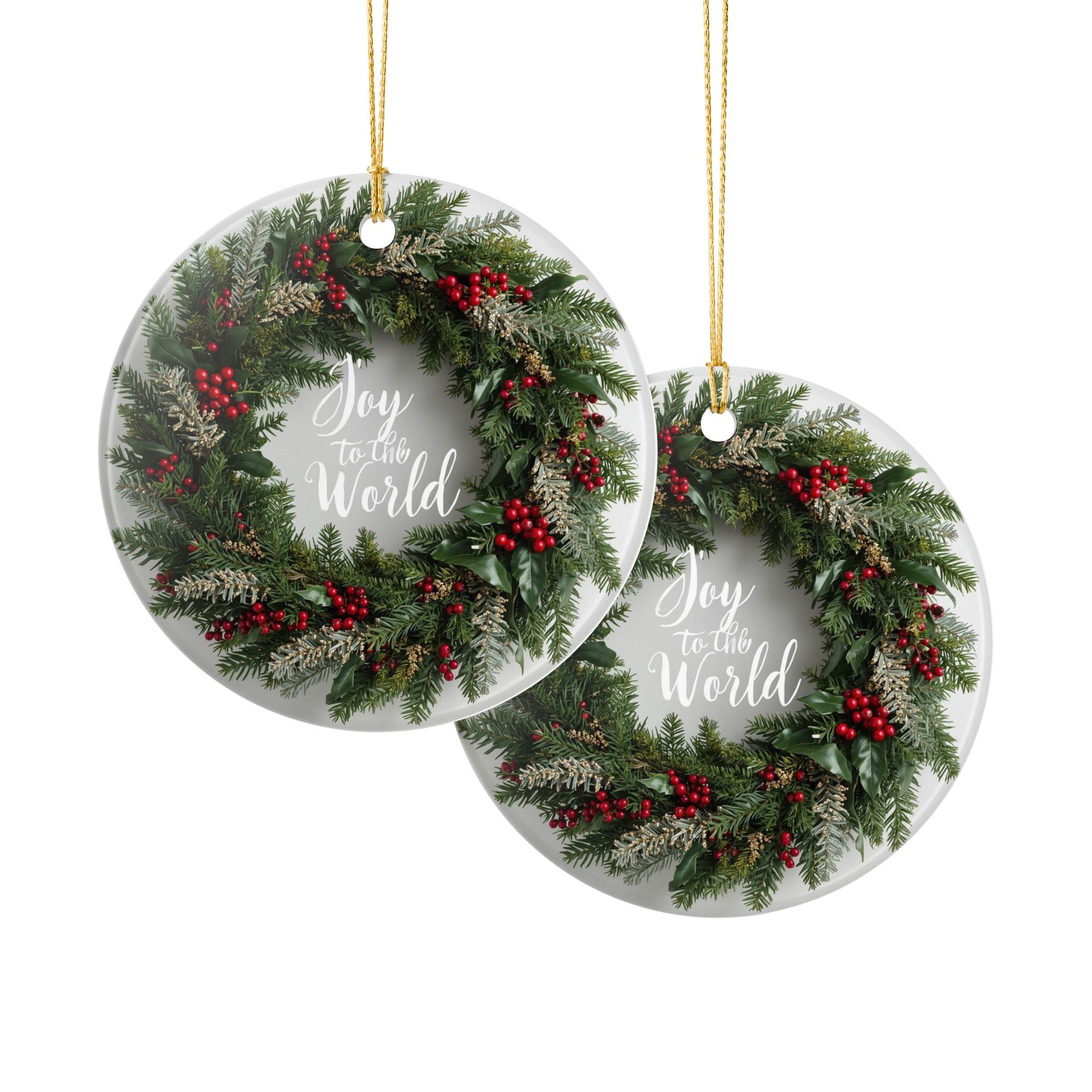 Joy to the World Holiday Wreath Ornament