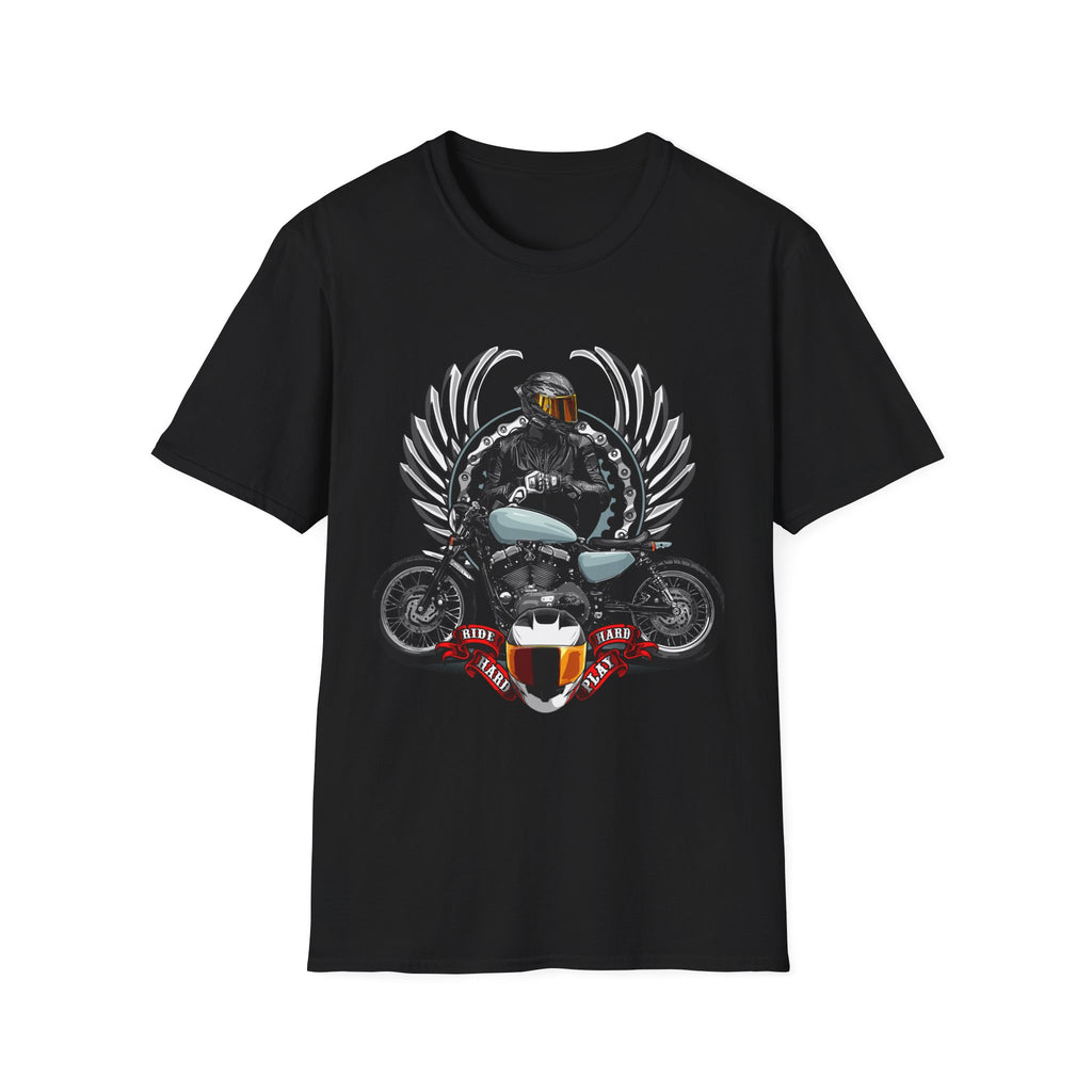 Motorcycle Rider Wings T-Shirt — Vintage Biker Helmet Crest