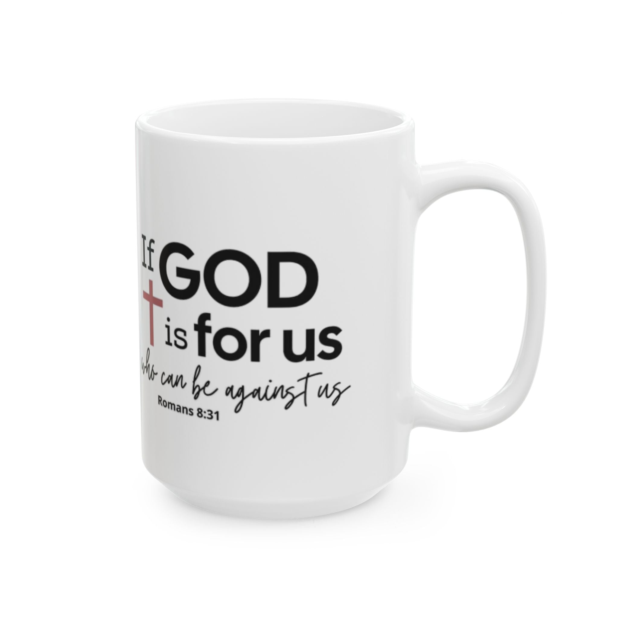 If God Is For Us Ceramic Mug — Romans 8:31 Inspirational Christian Coffee Cup (11oz/15oz)