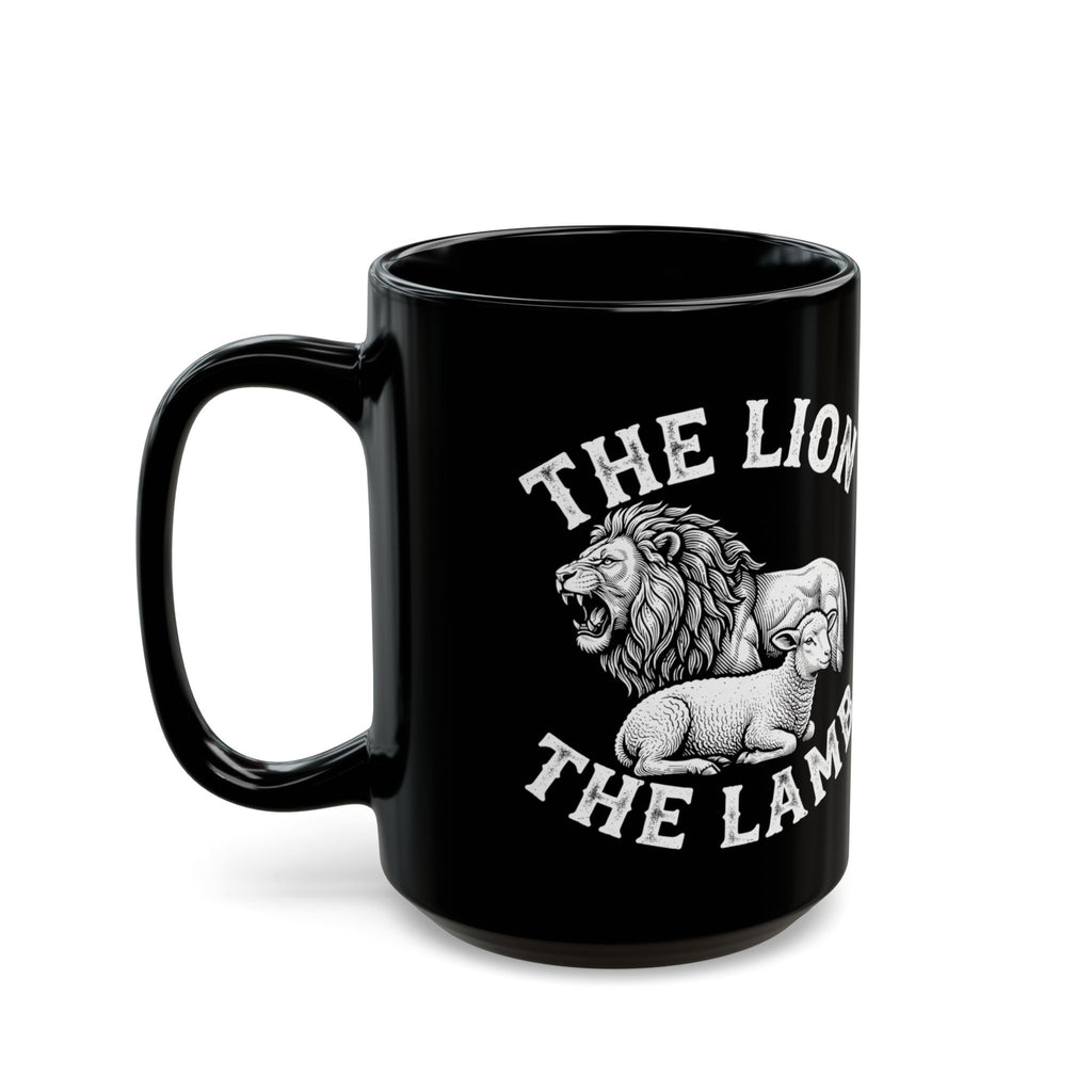 The Lion & The Lamb Black Mug — Christian Faith Coffee Mug | Zero FG