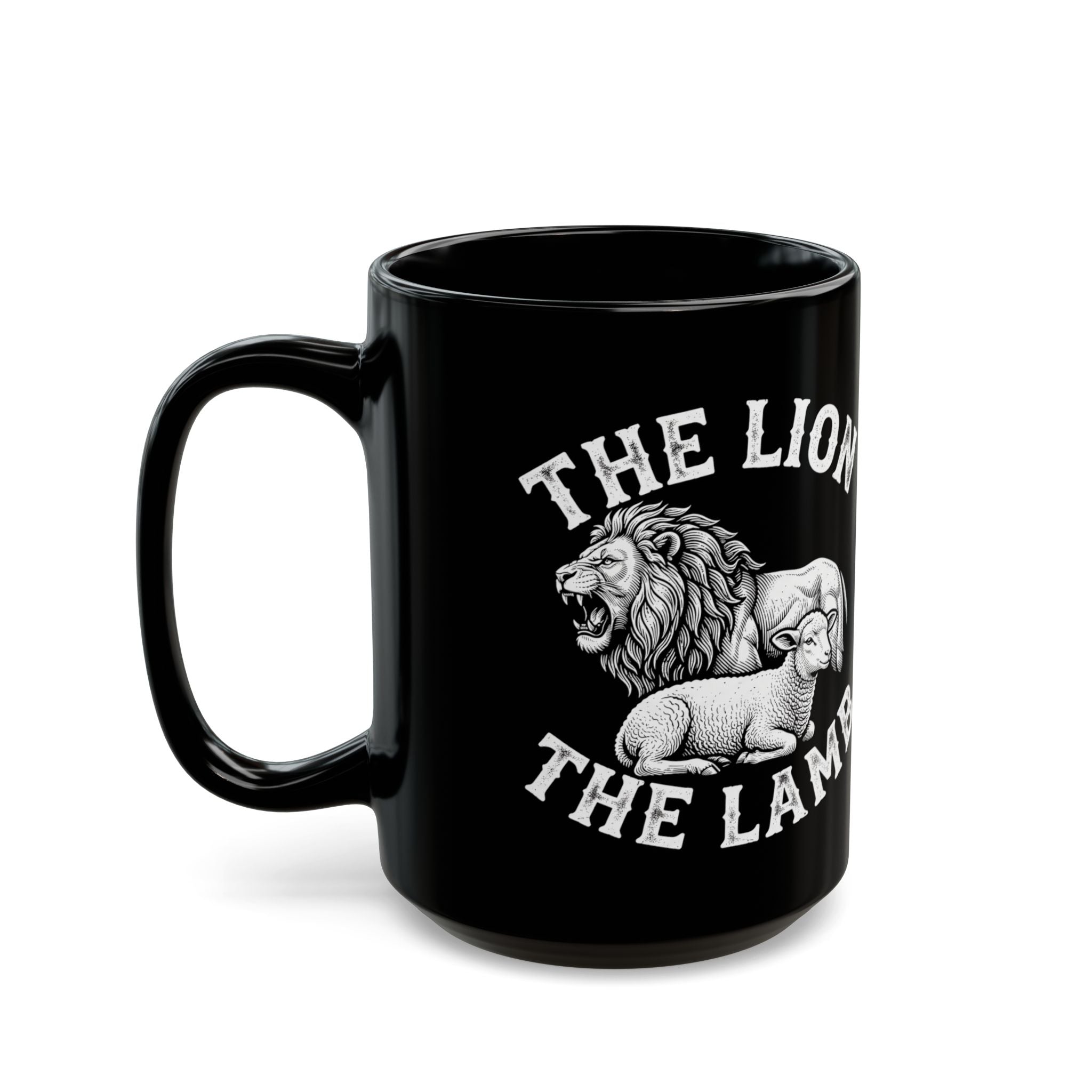The Lion & The Lamb Black Mug — Christian Faith Coffee Mug | Zero FG