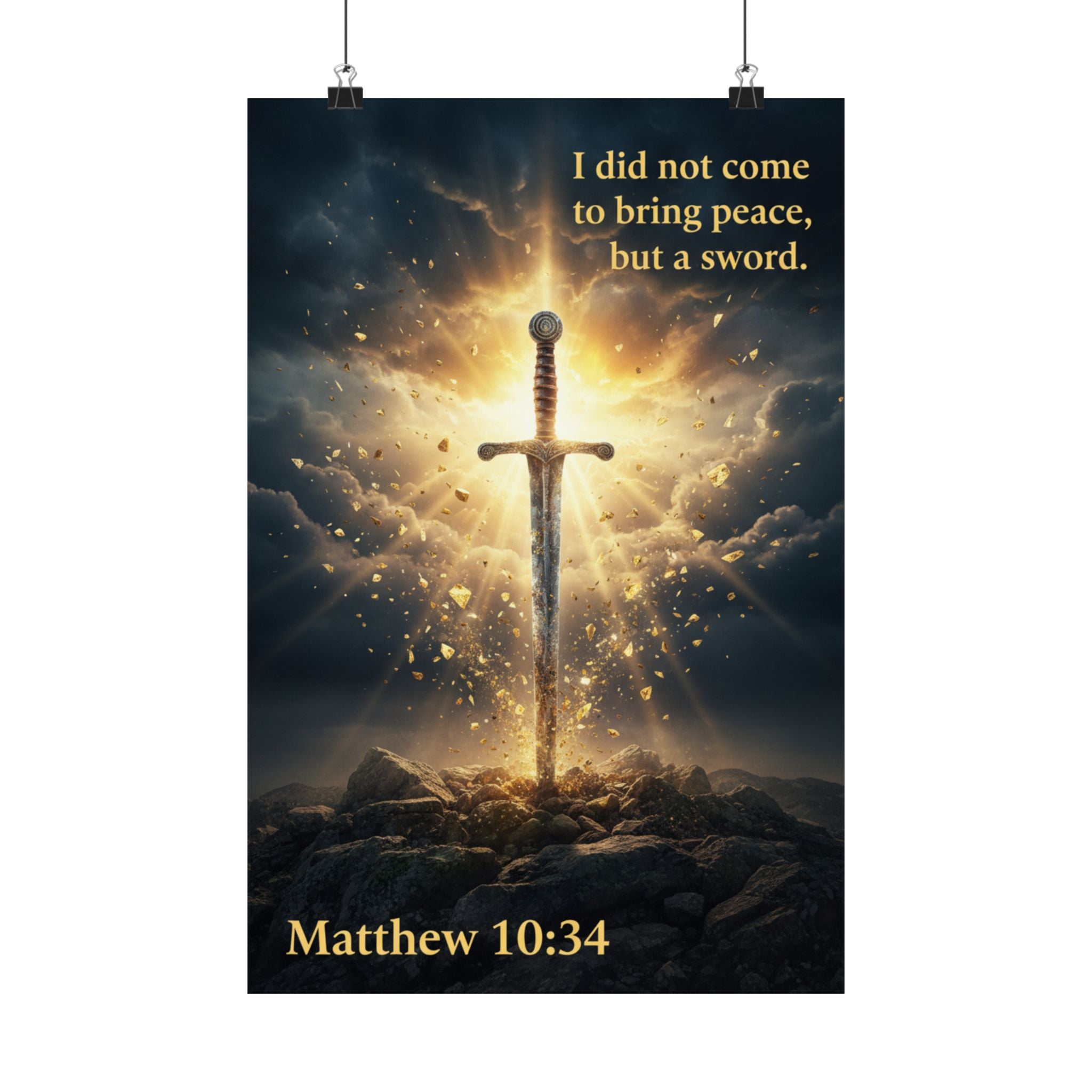 Matthew 10:34 Sword Poster — Christian Inspirational Matte Vertical Poster