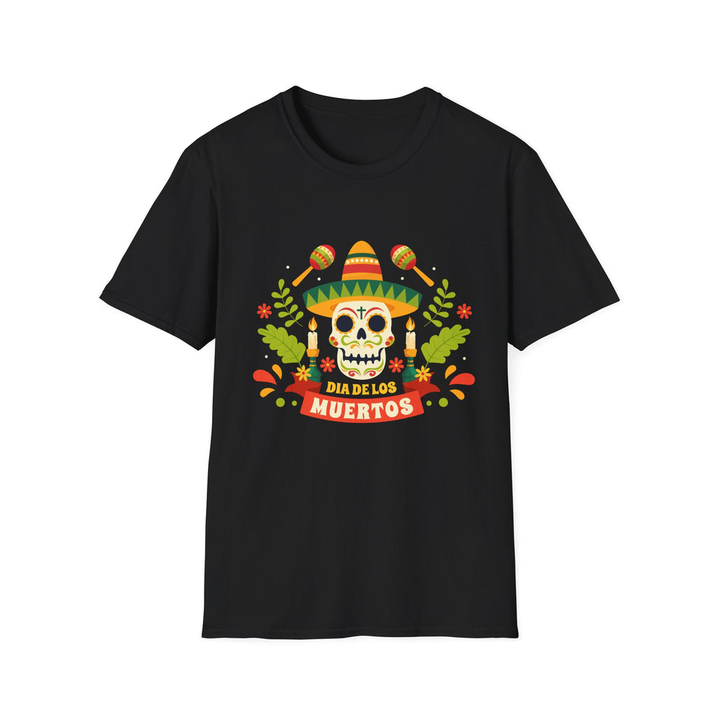 Dia de los Muertos T-Shirt, Unisex Softstyle Tee, Halloween Apparel, Mexican Celebration Shirt, Cultural Celebration Outfit, Gift Idea