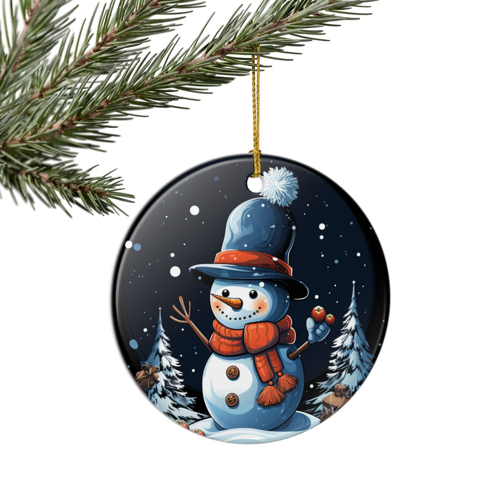 Snowman Ceramic Ornament — Double-Sided Winter Holiday Decoration