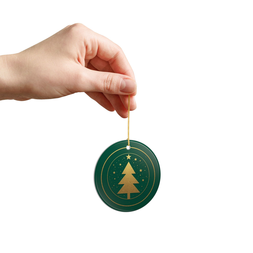 Green Pine Tree Ceramic Ornament (2-Sided)