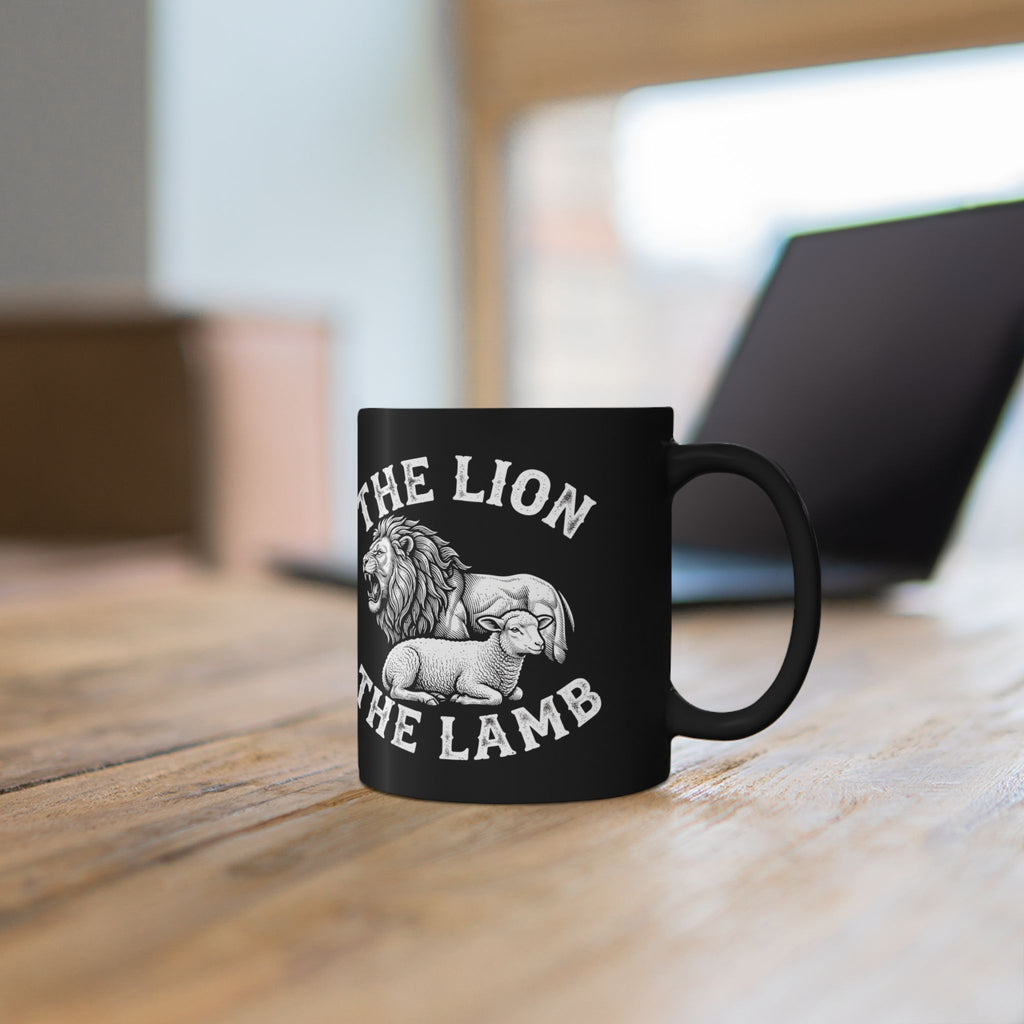 The Lion & The Lamb Black Mug — Christian Faith Coffee Mug | Zero FG