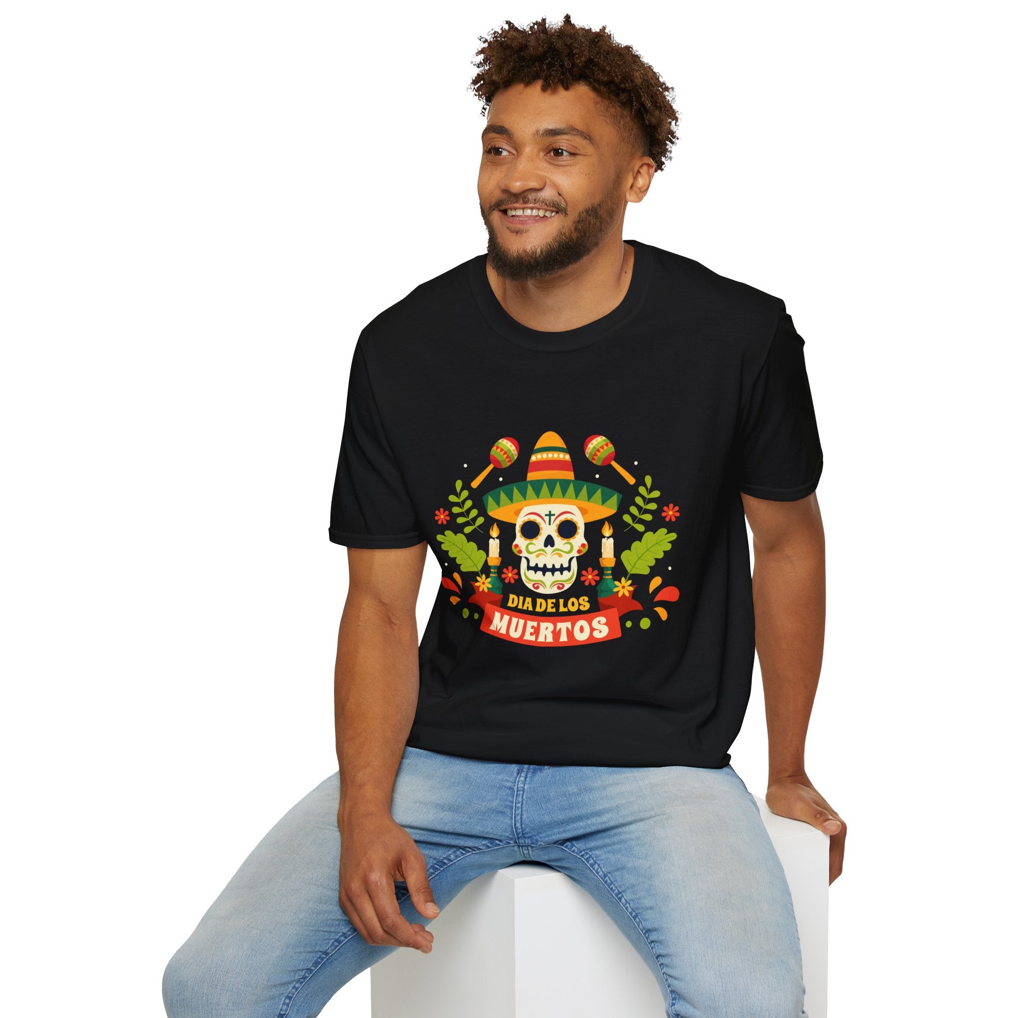 Dia de los Muertos T-Shirt, Unisex Softstyle Tee, Halloween Apparel, Mexican Celebration Shirt, Cultural Celebration Outfit, Gift Idea