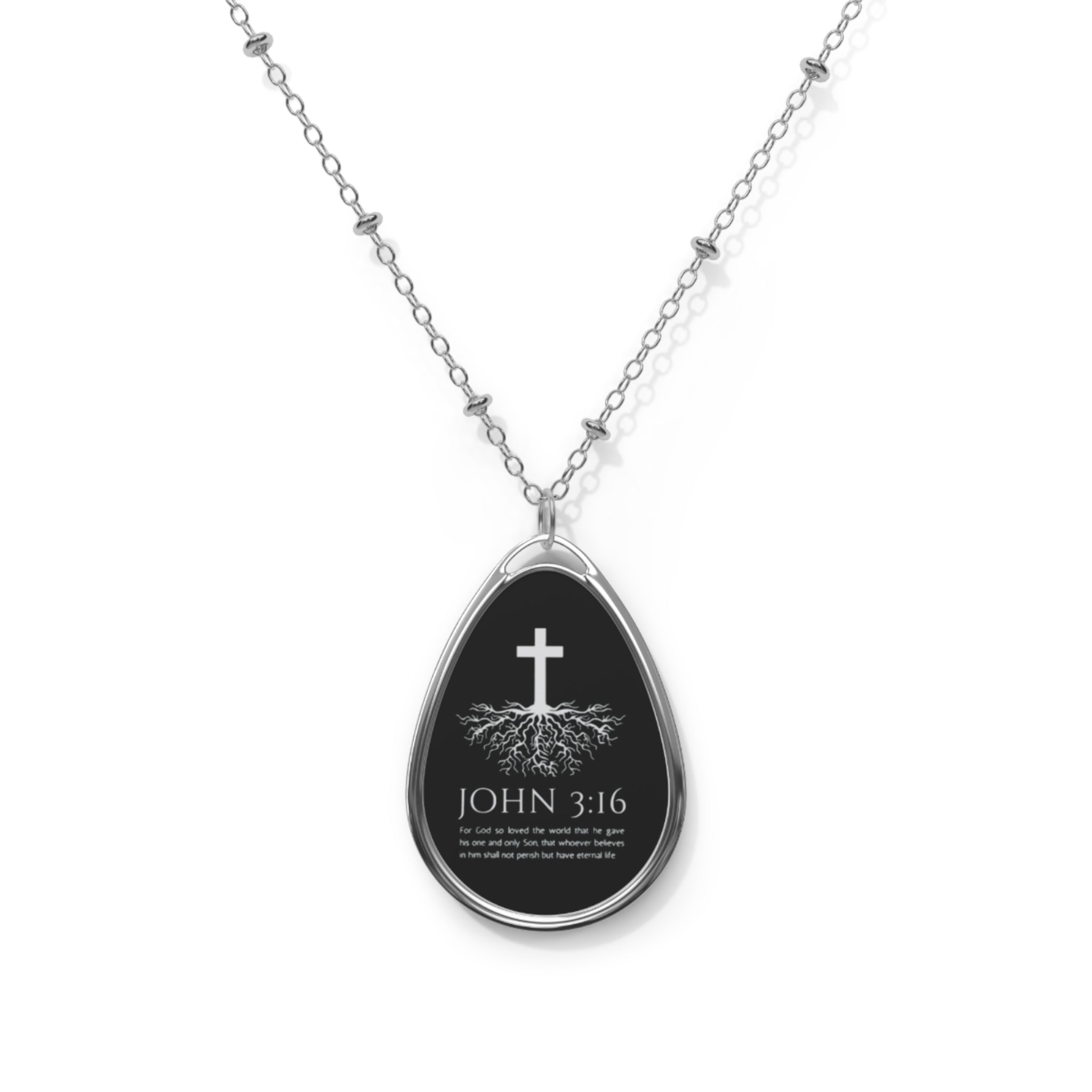 John 3:16 Cross & Roots Scripture Pendant – Faith Necklace