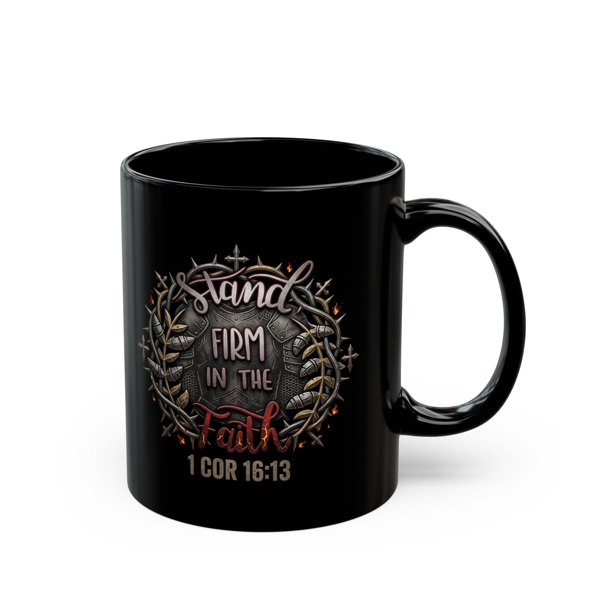 Stand Firm In The Faith Black Mug