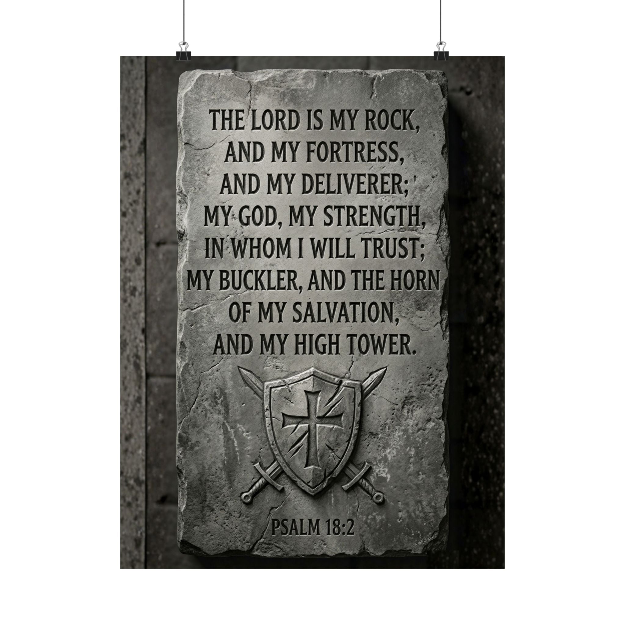 Psalm 18:2 'The Rock' Ancient Stone Tablet Poster