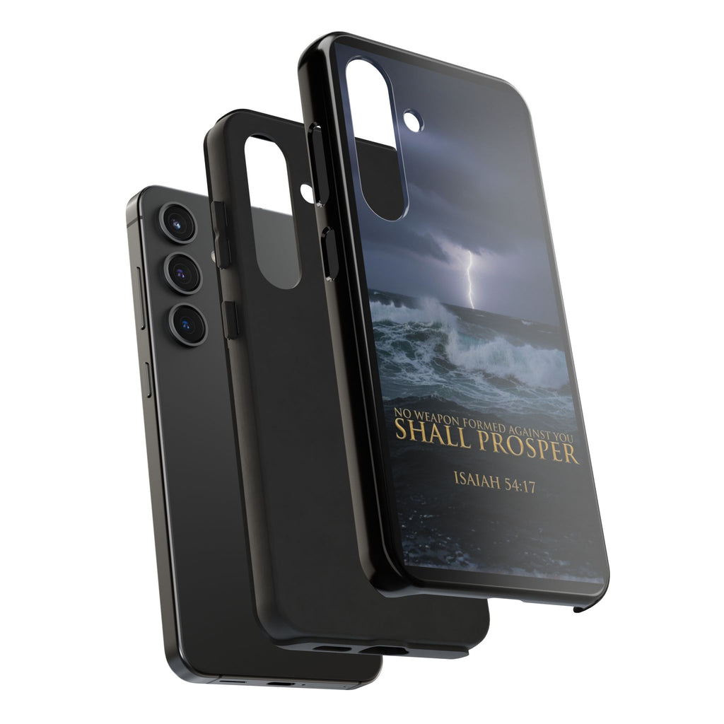 Isaiah 54:17 Lightning Storm Phone Case — Christian Faith Scripture Tough Case