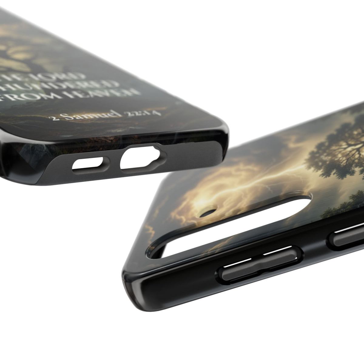 Christian Phone Case — "The Lord Thundered From Heaven" (2 Samuel 22:14) Storm & Lightning Design