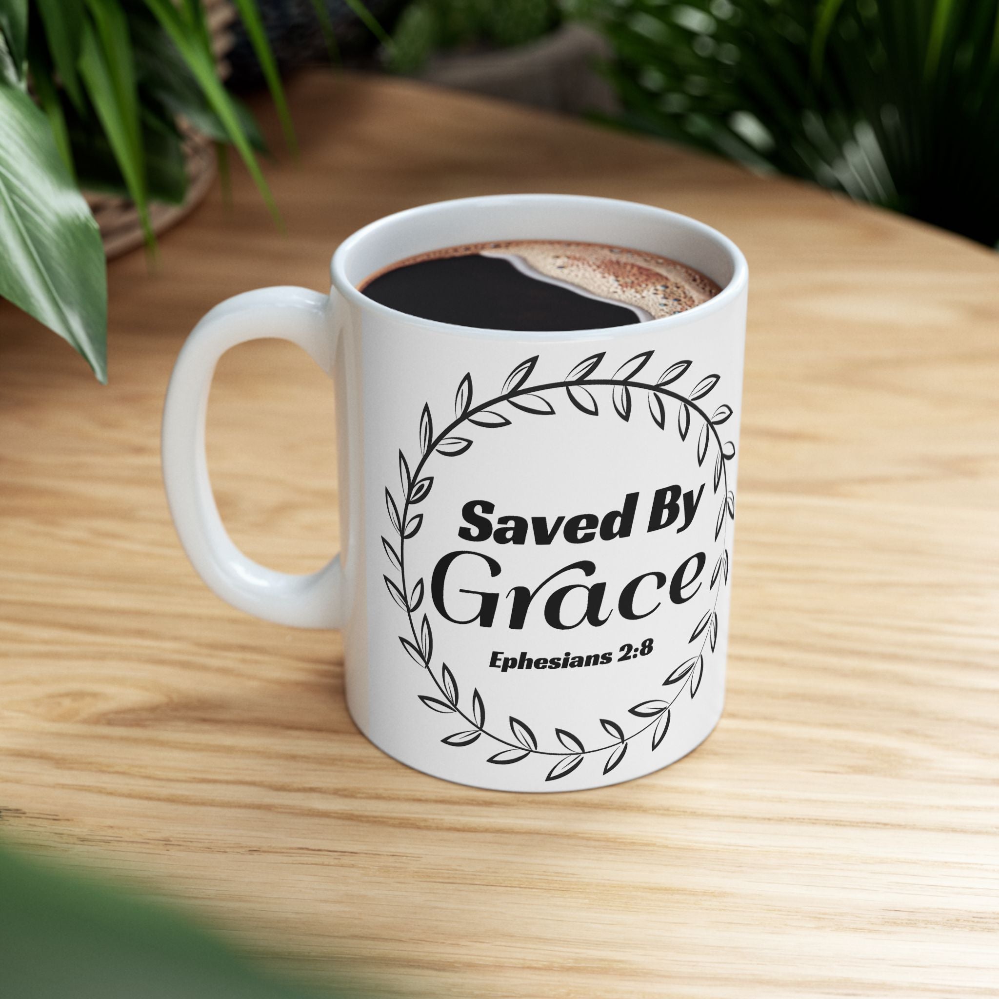 Saved by Grace Mug – Ephesians 2:8 Christian Coffee Cup (11 oz & 15 oz)