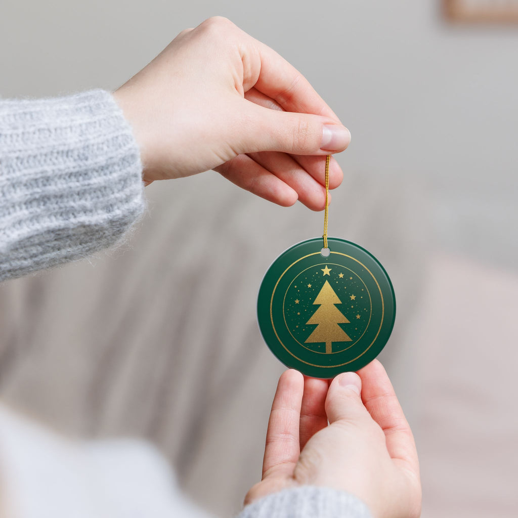 Green Pine Tree Ceramic Ornament (2-Sided)