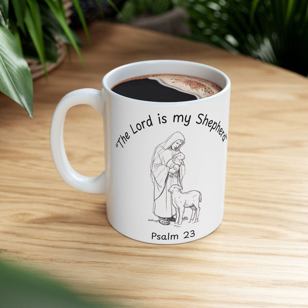 The Lord Is My Shepherd – Psalm 23 Christian Coffee Mug.