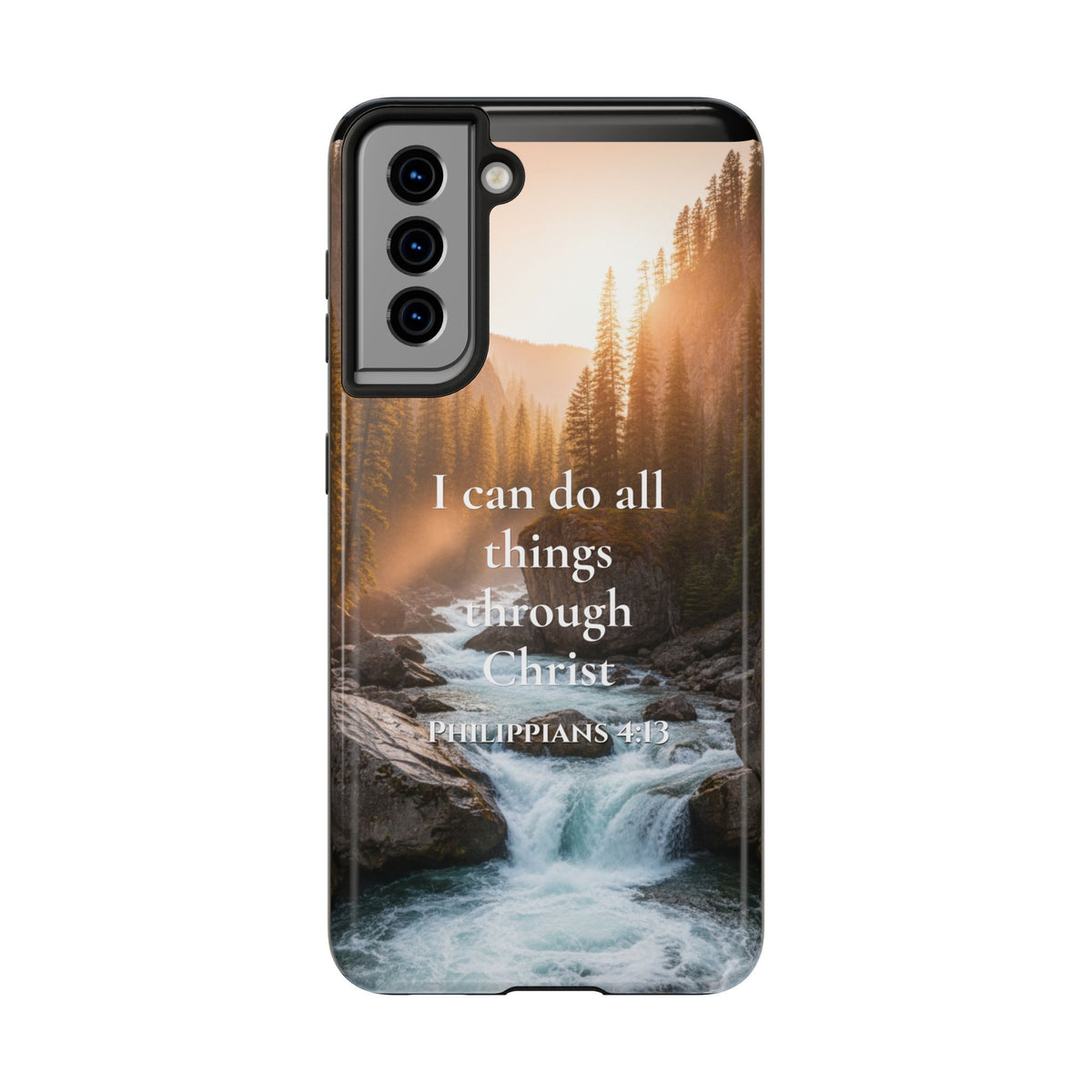 Christian Phone Case — "I Can Do All Things Through Christ" (Philippians 4:13) River Design
