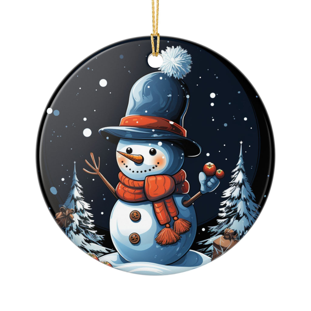 Snowman Ceramic Ornament — Double-Sided Winter Holiday Decoration