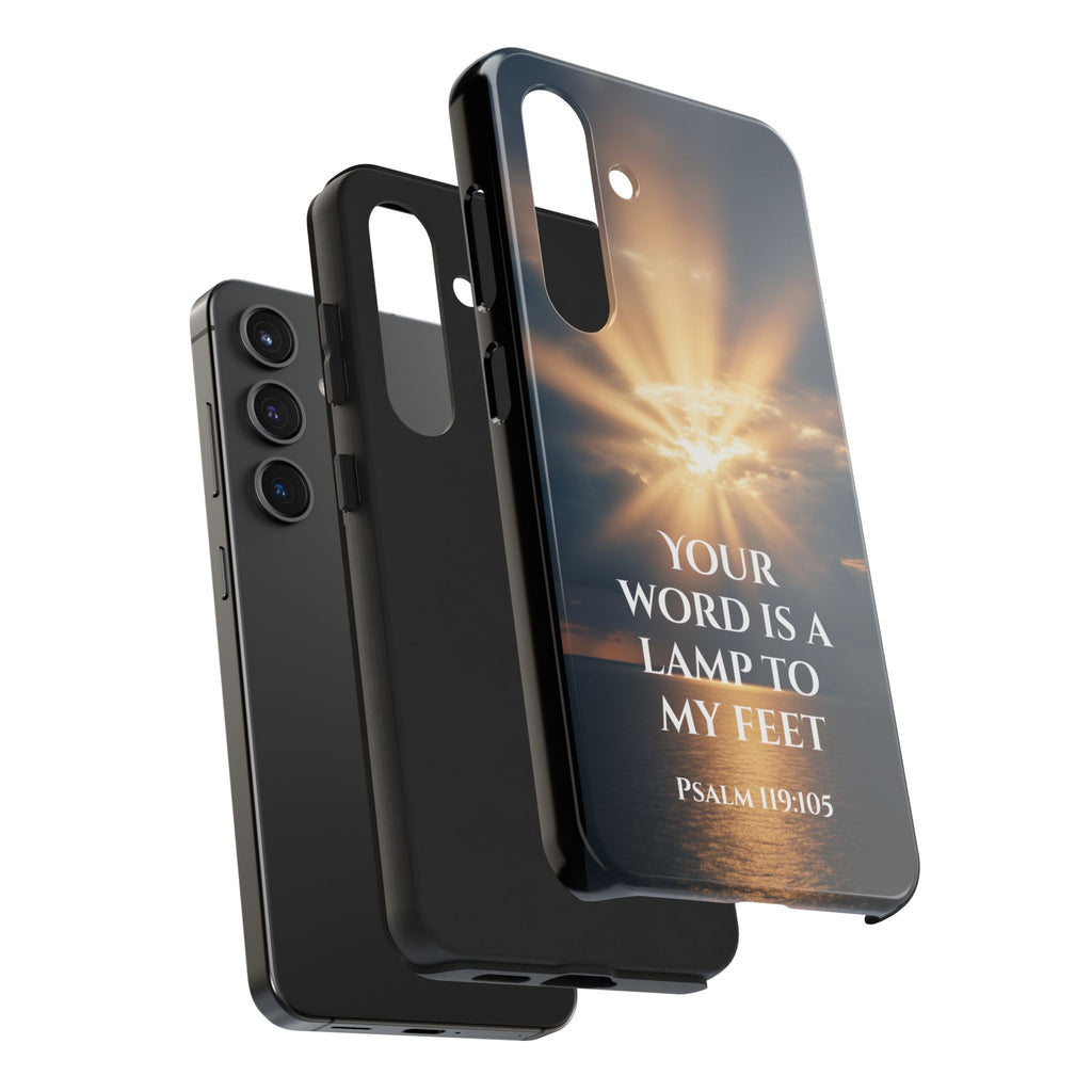 Christian Phone Case — "Your Word Is a Lamp to My Feet" (Psalm 119:105) Divine Light Design