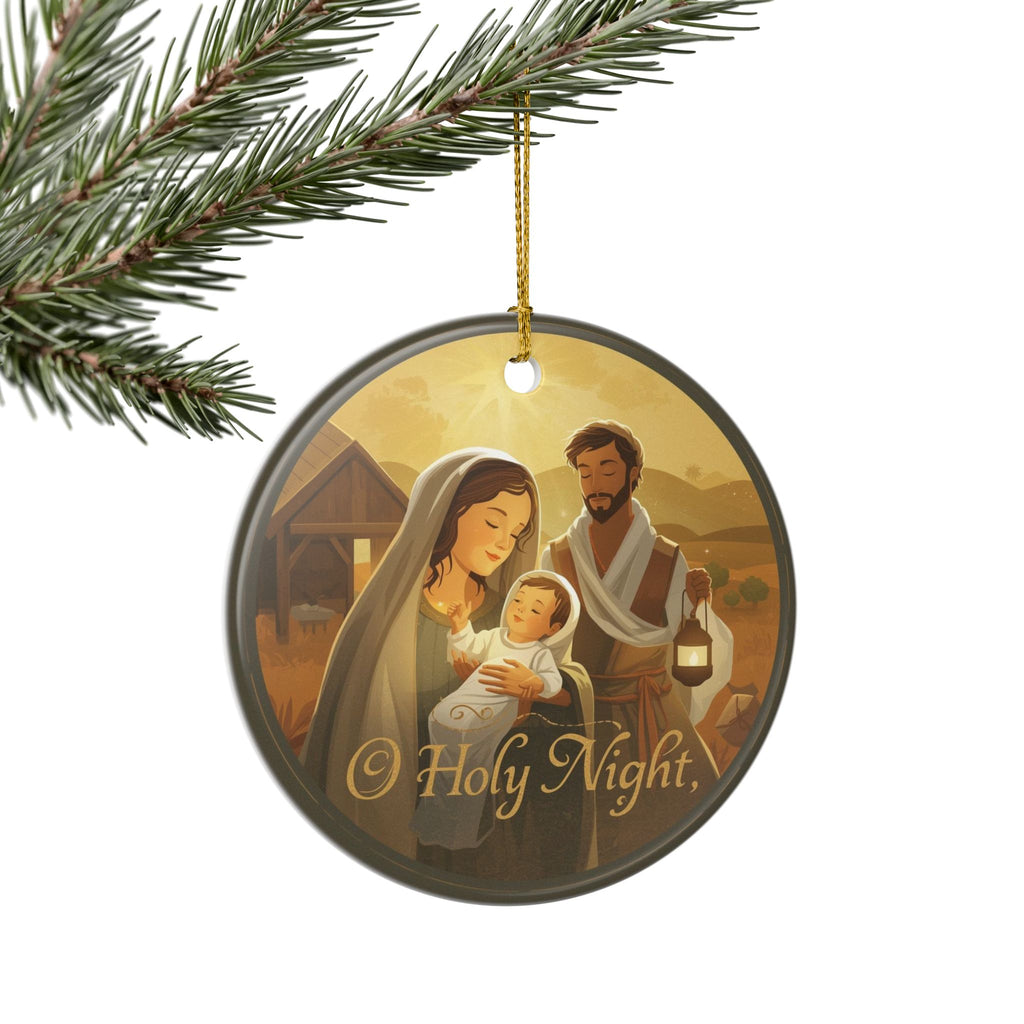 O Holy Night Nativity Ceramic Ornament — Two-Sided Christmas Decor