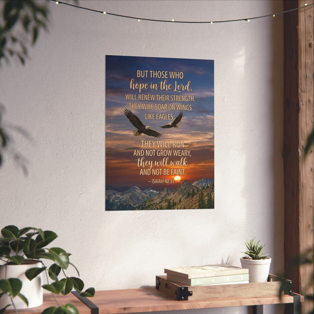 Isaiah 40:31 Eagle Prayer Poster — Christian Wall Art Print