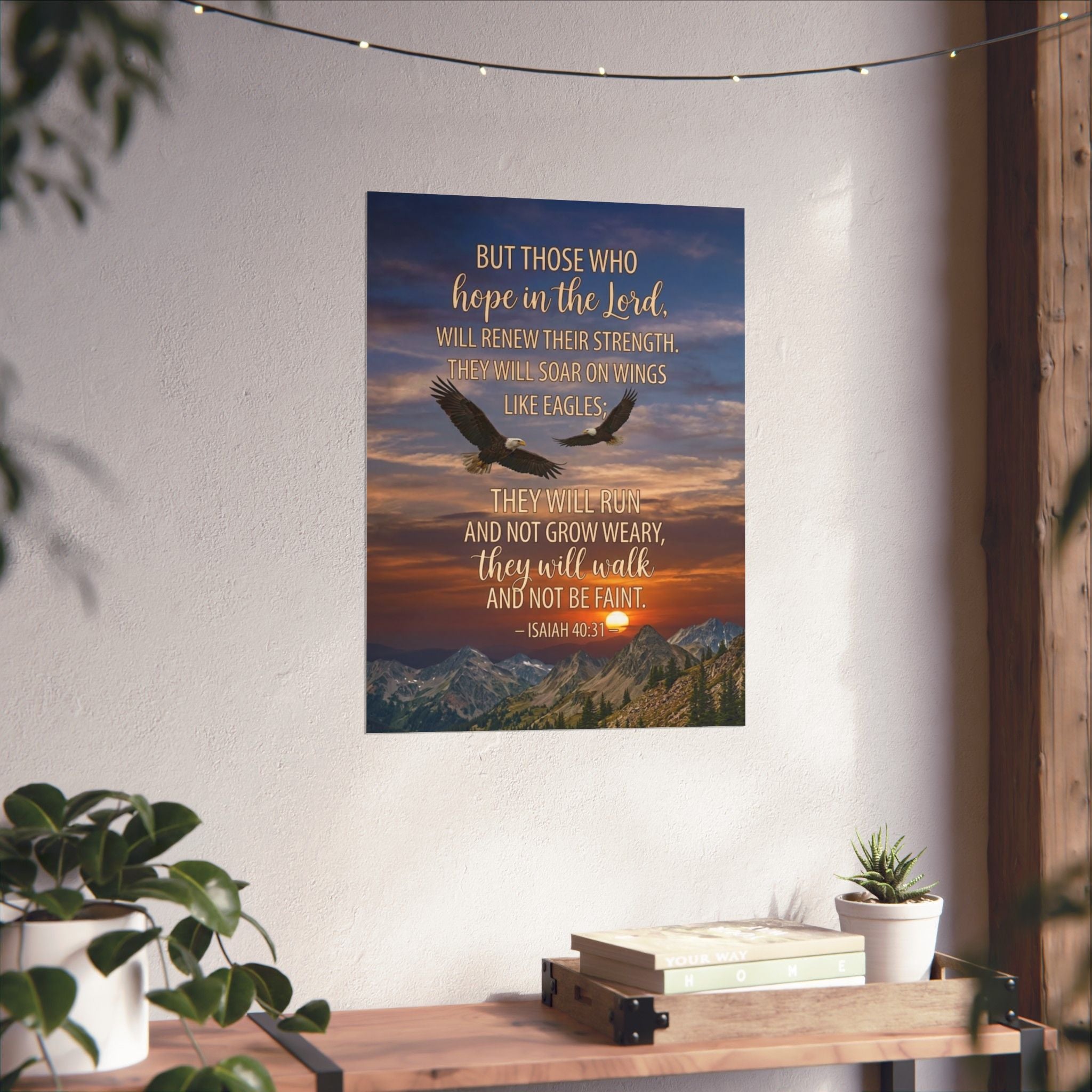 Isaiah 40:31 Eagle Prayer Poster — Christian Wall Art Print