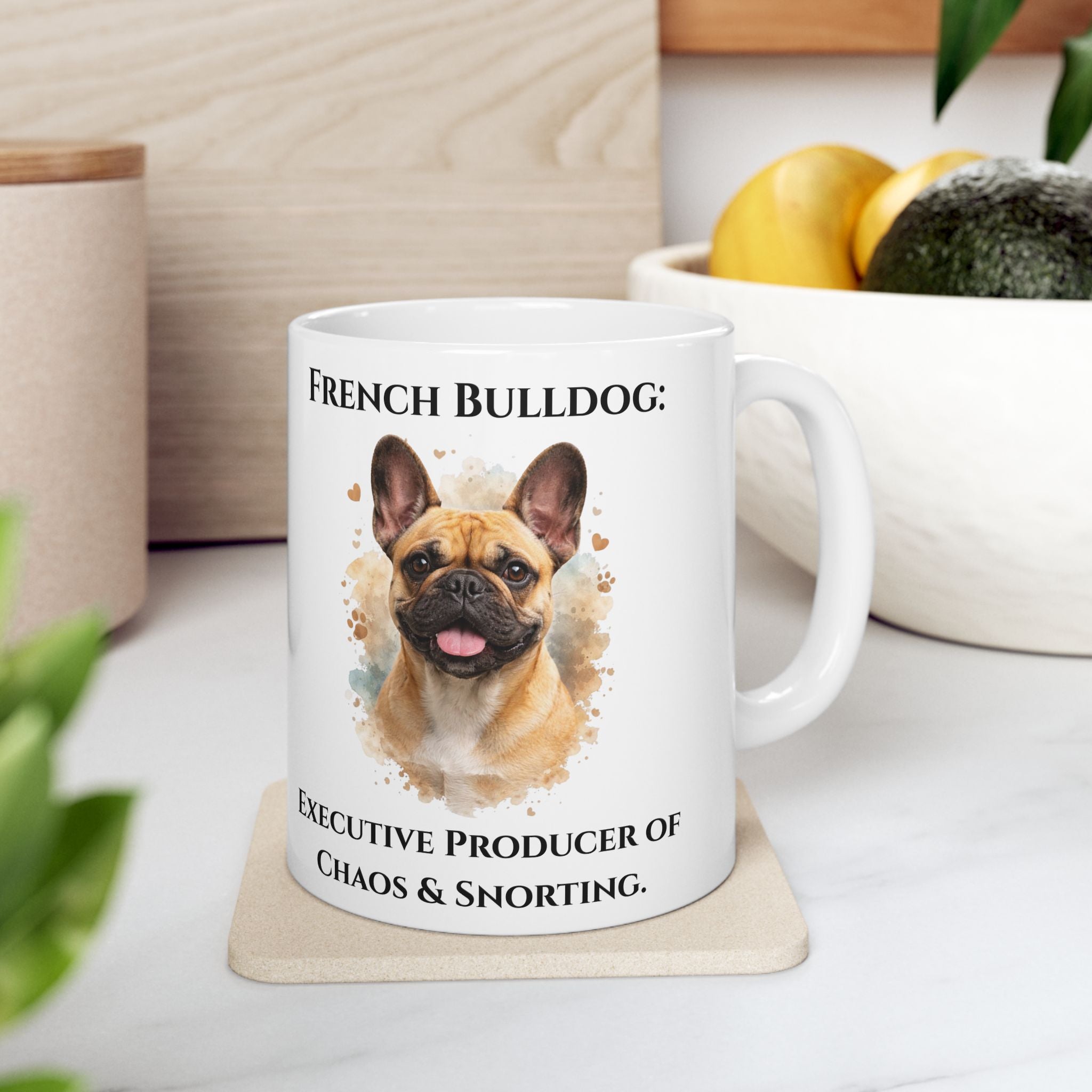 French Bulldog "Chaos & Snorting" - Funny Ceramic Coffee Mug