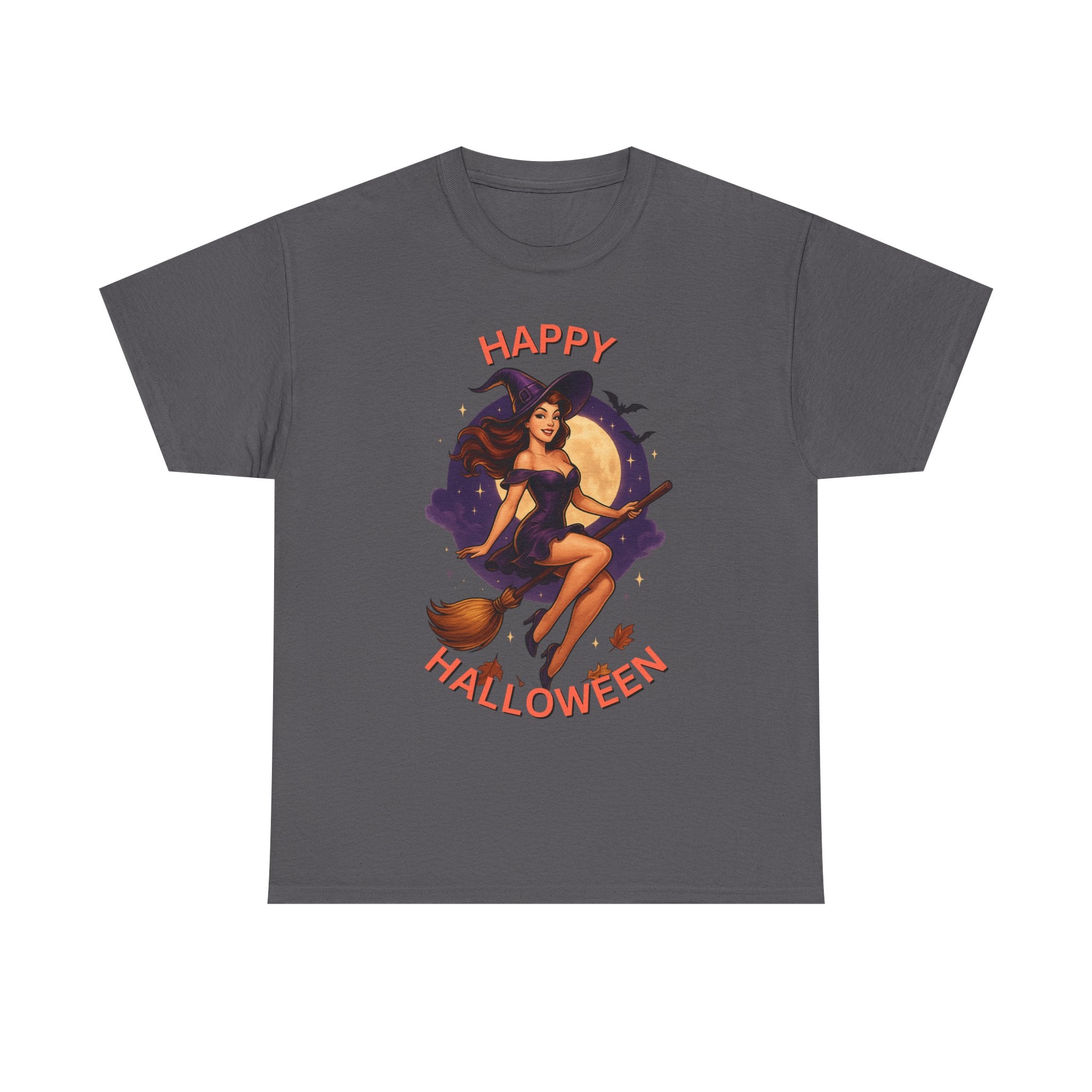 Happy Halloween Witch Tee | Unisex Heavy Cotton Graphic T-Shirt