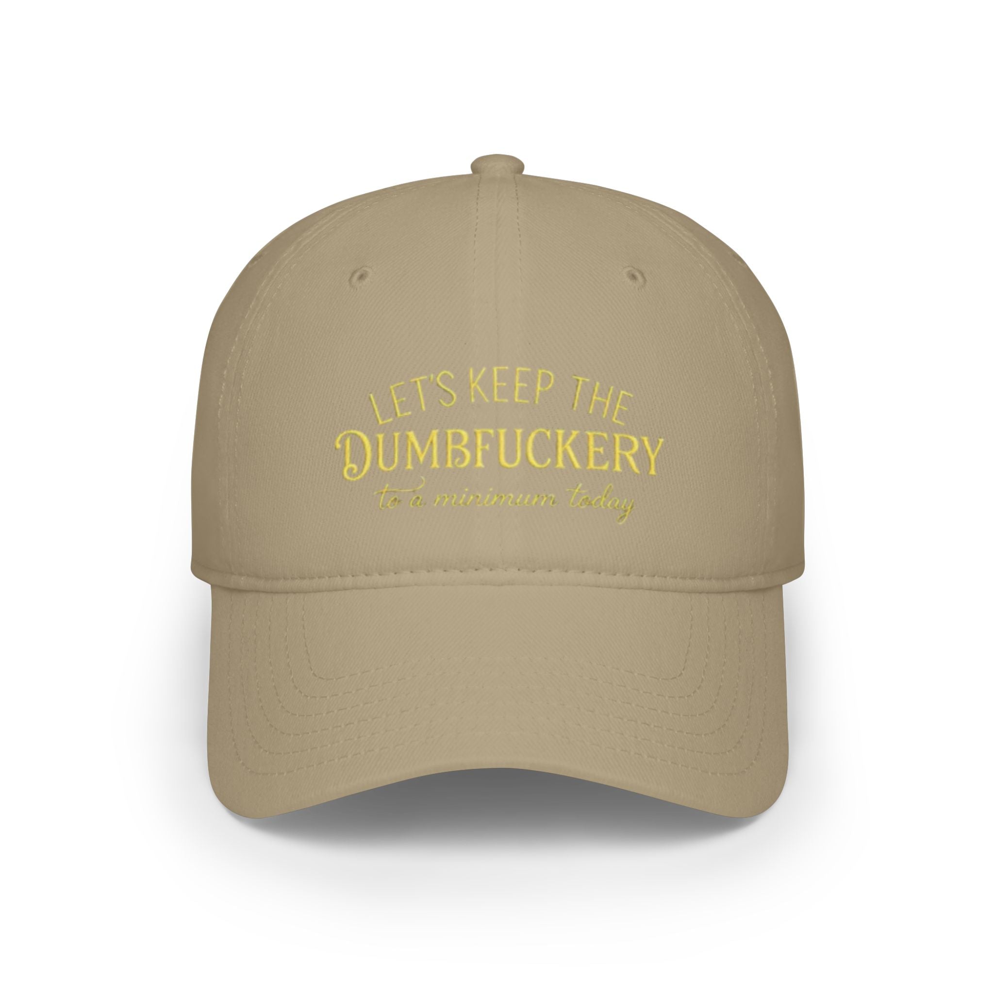 Humorous Low Profile Baseball Cap - "Let's Keep the Dumbfuckery to a Minimum Today"