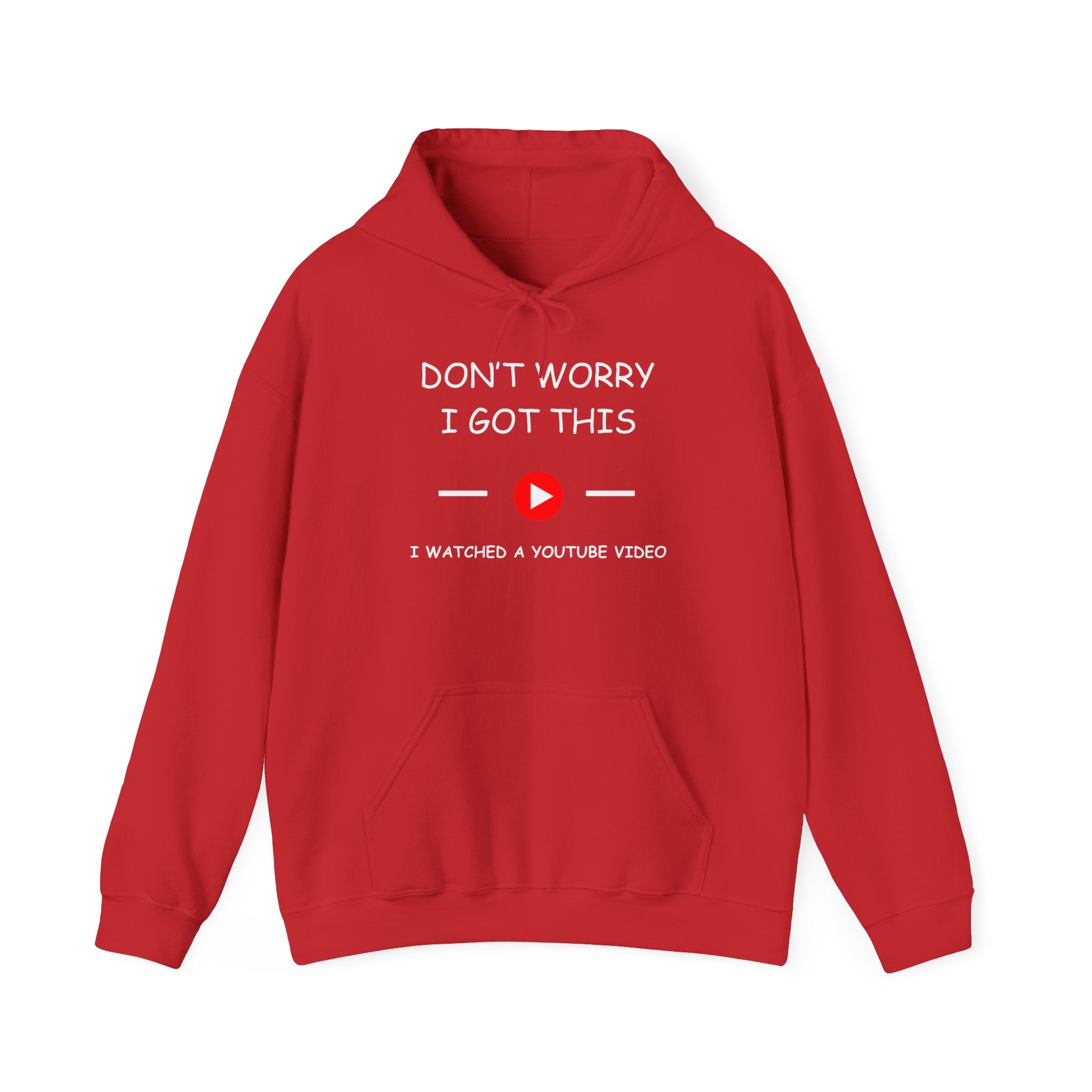 Minimal Play Button Hoodie — Small Red Media Icon Pullover