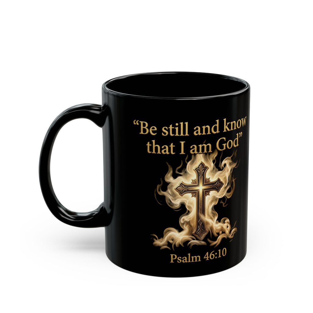 Be Still and Know – Psalm 46:10 Black Christian Mug