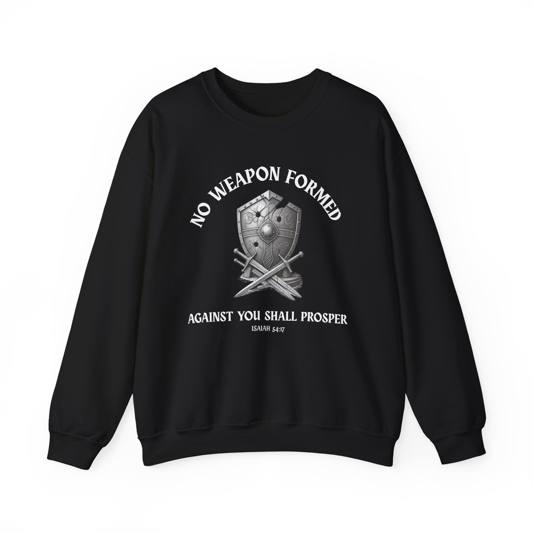 Christian Sweatshirt – Isaiah 54:17 “No Weapon Formed” Bible Verse