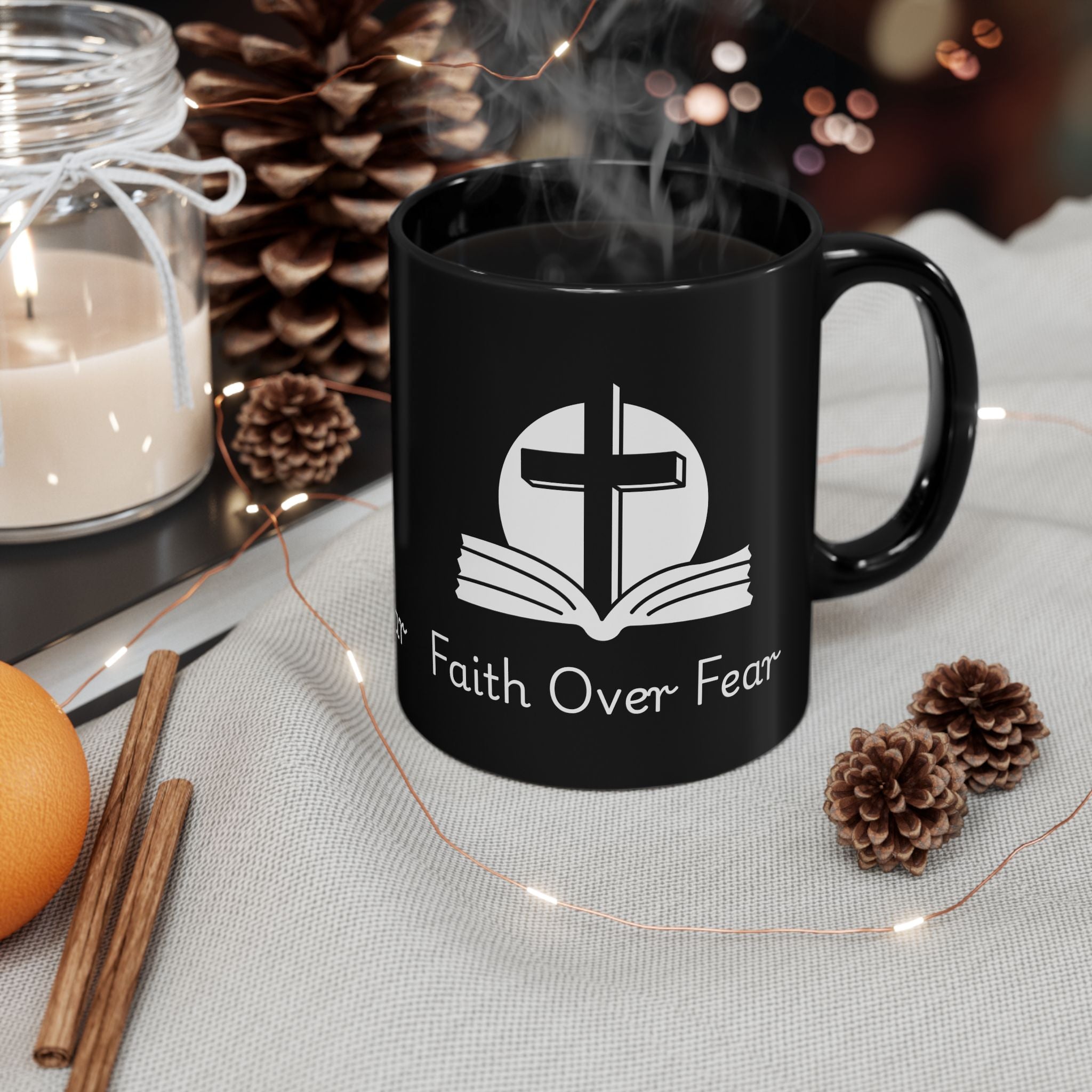 Faith Over Fear – Christian Black Coffee Mug
