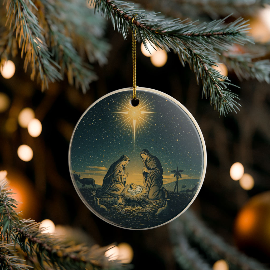 Holy Family Nativity Ceramic Ornament