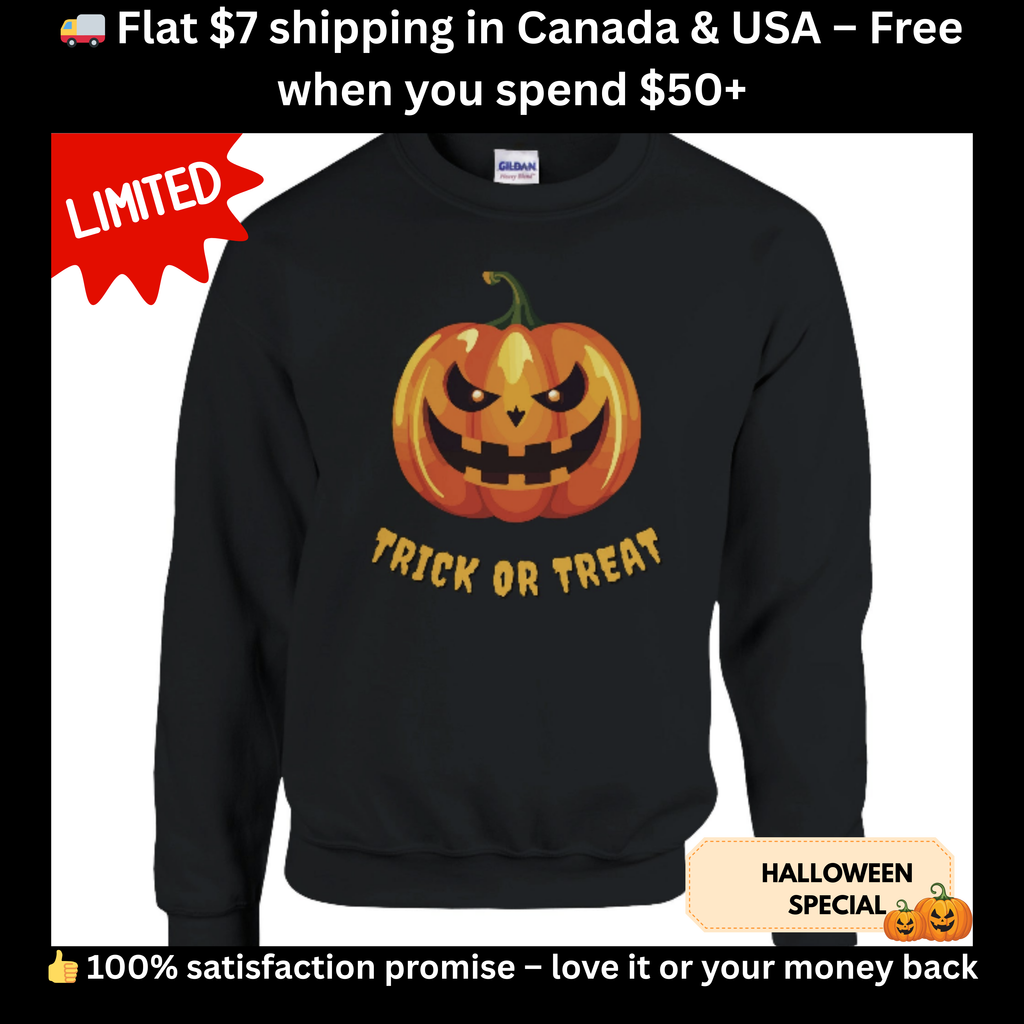 Classic Trick or Treat Unisex Crewneck Sweatshirt | Gildan® 18000 Black