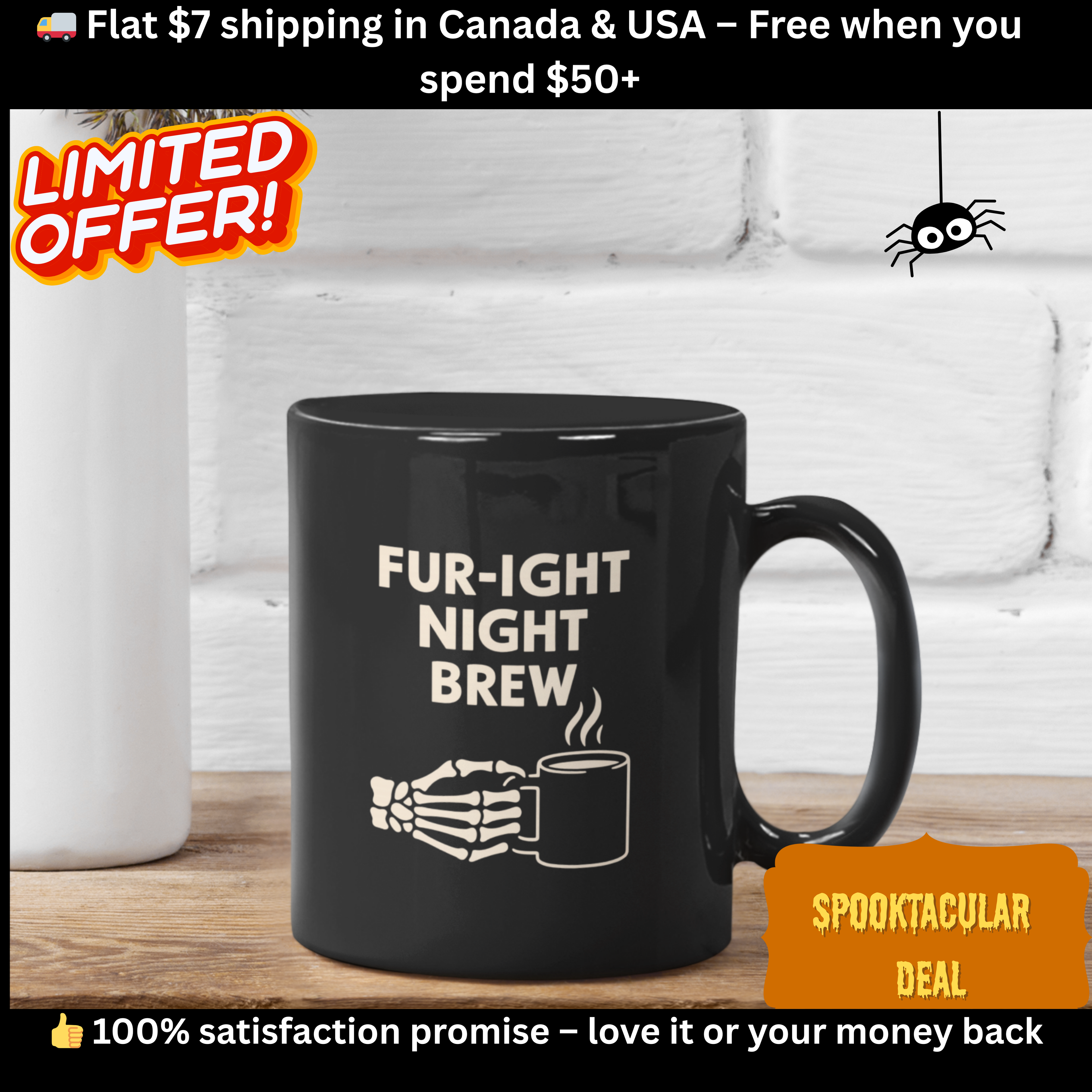 Fur-ight Night Brew Skeleton Mug – Spooky Halloween Coffee Cup