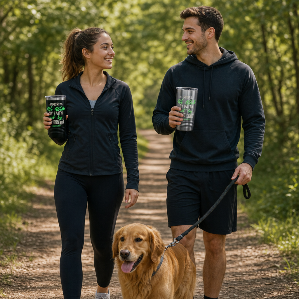 For We Walk By Faith — Premium 20oz Insulated Tumbler