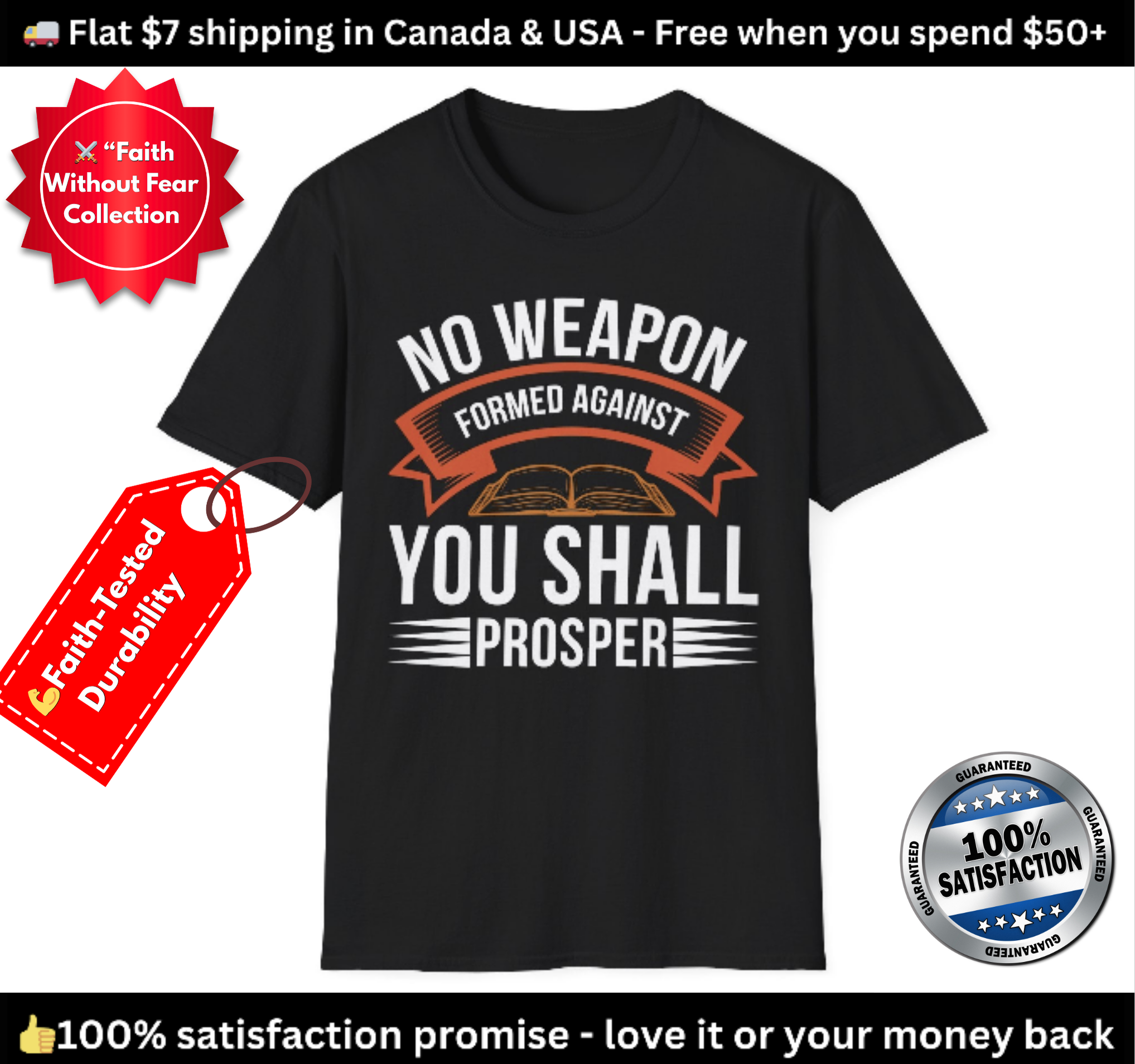 No Weapon Formed Against You Shall Prosper – Isaiah 54:17 | Faith Without Fear Tee